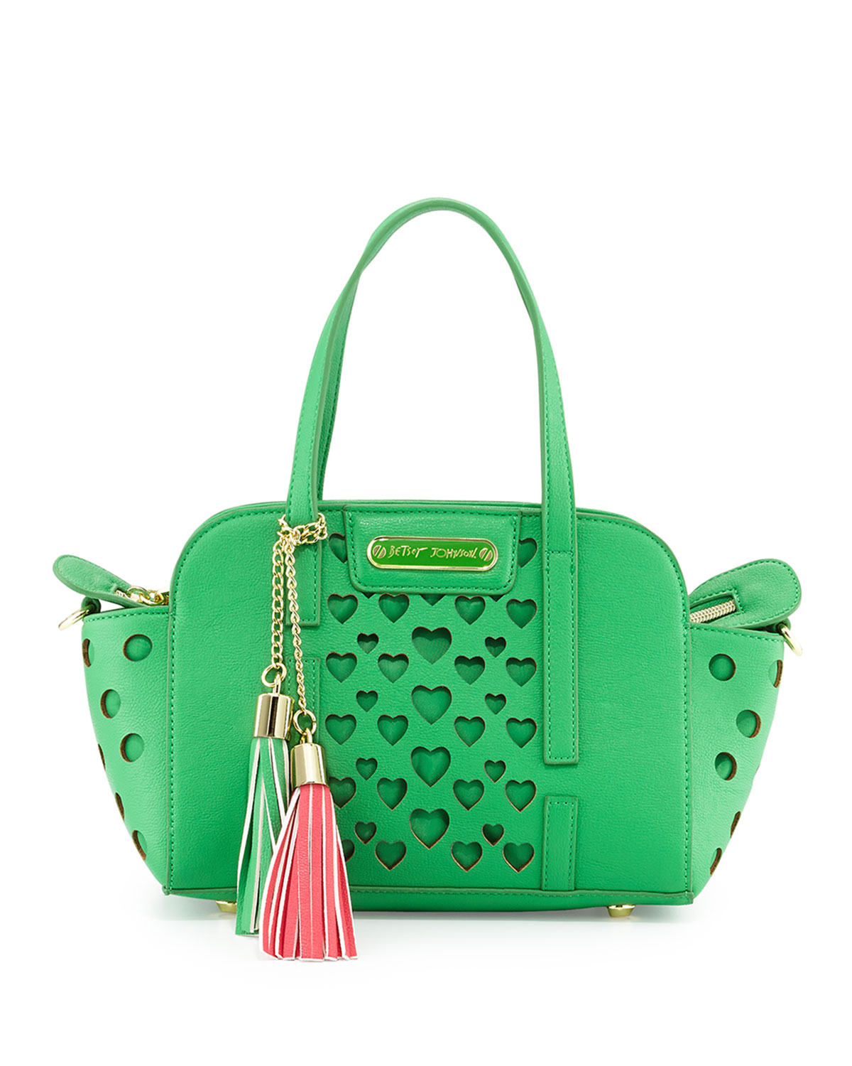Betsey johnson Open Your Heart Faux-leather Crossbody Bag in Green | Lyst