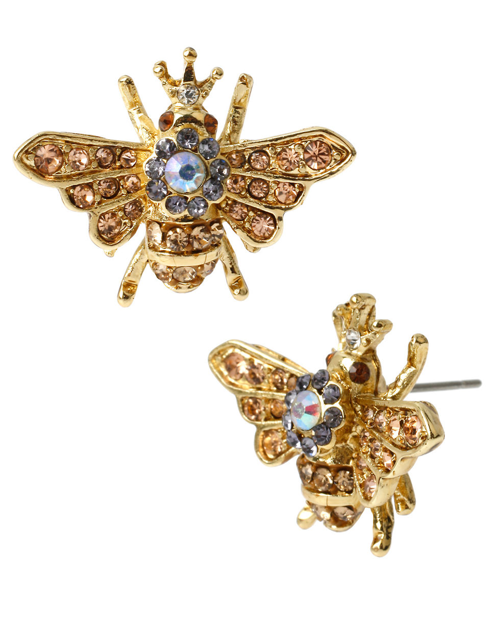 Lyst Betsey Johnson Queen Bee Goldtone Stud Earrings In Metallic Gallery