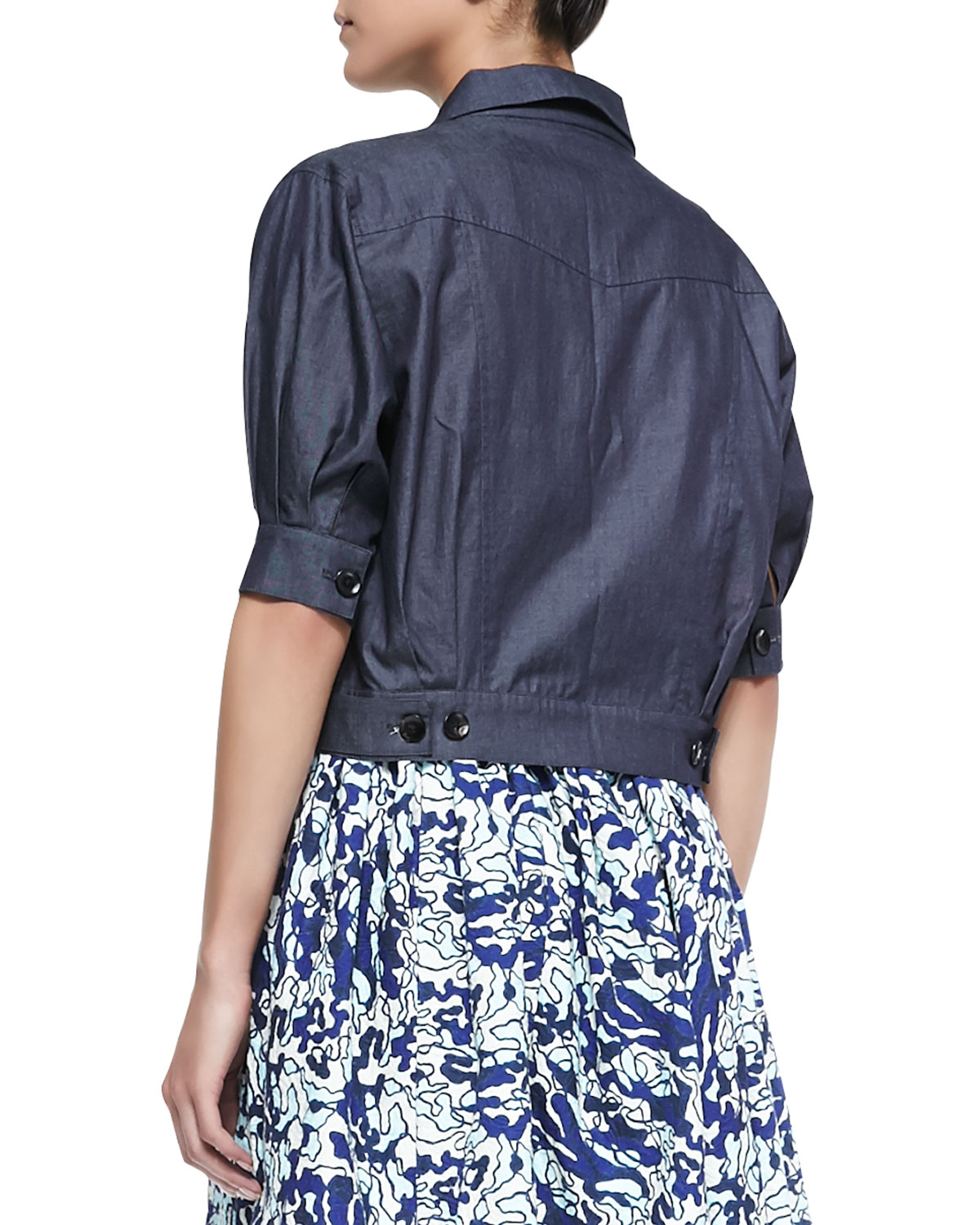 Elle sasson Amur Cropped Halfsleeve Denim Jacket in Blue (DENIM) Lyst