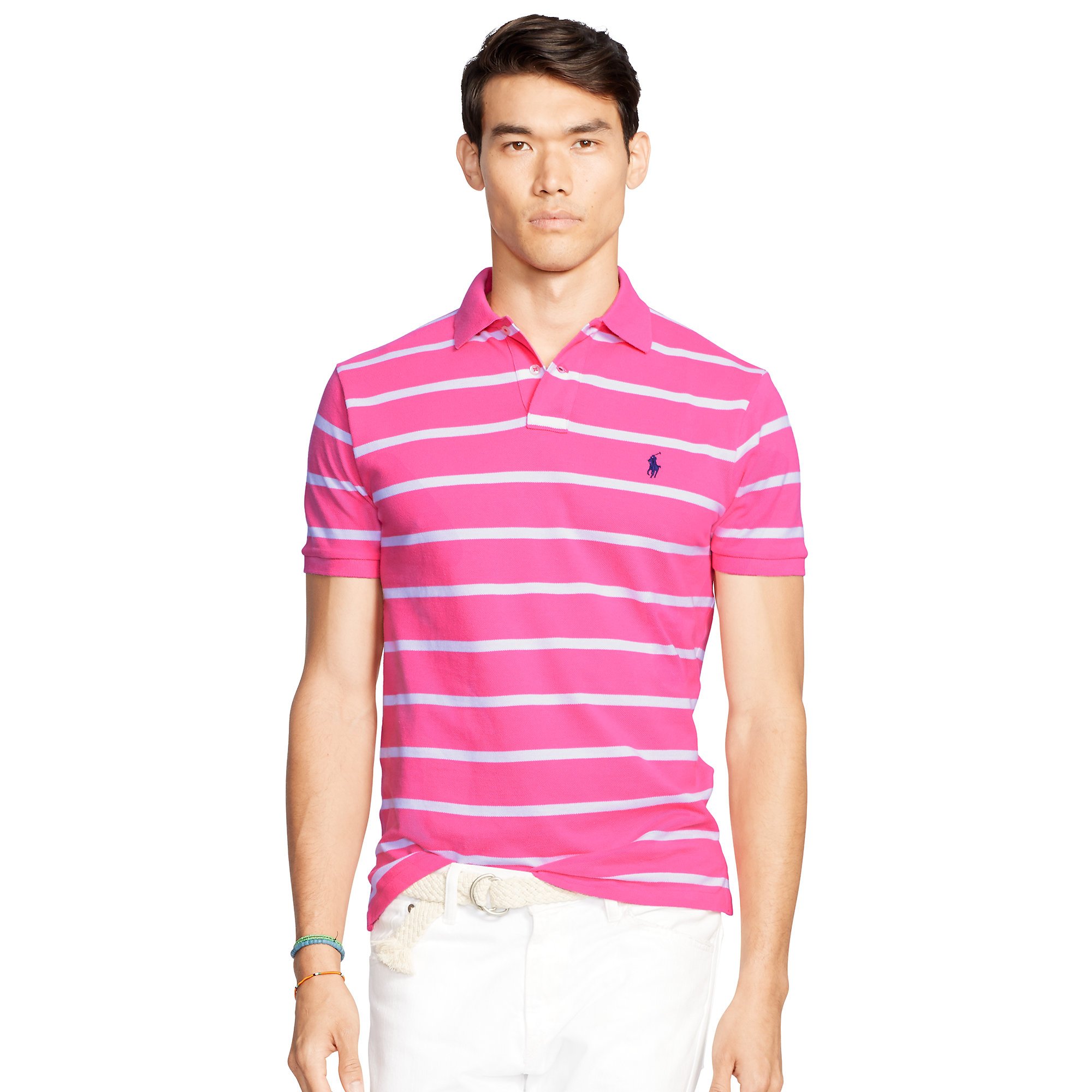 pink and white ralph lauren polo