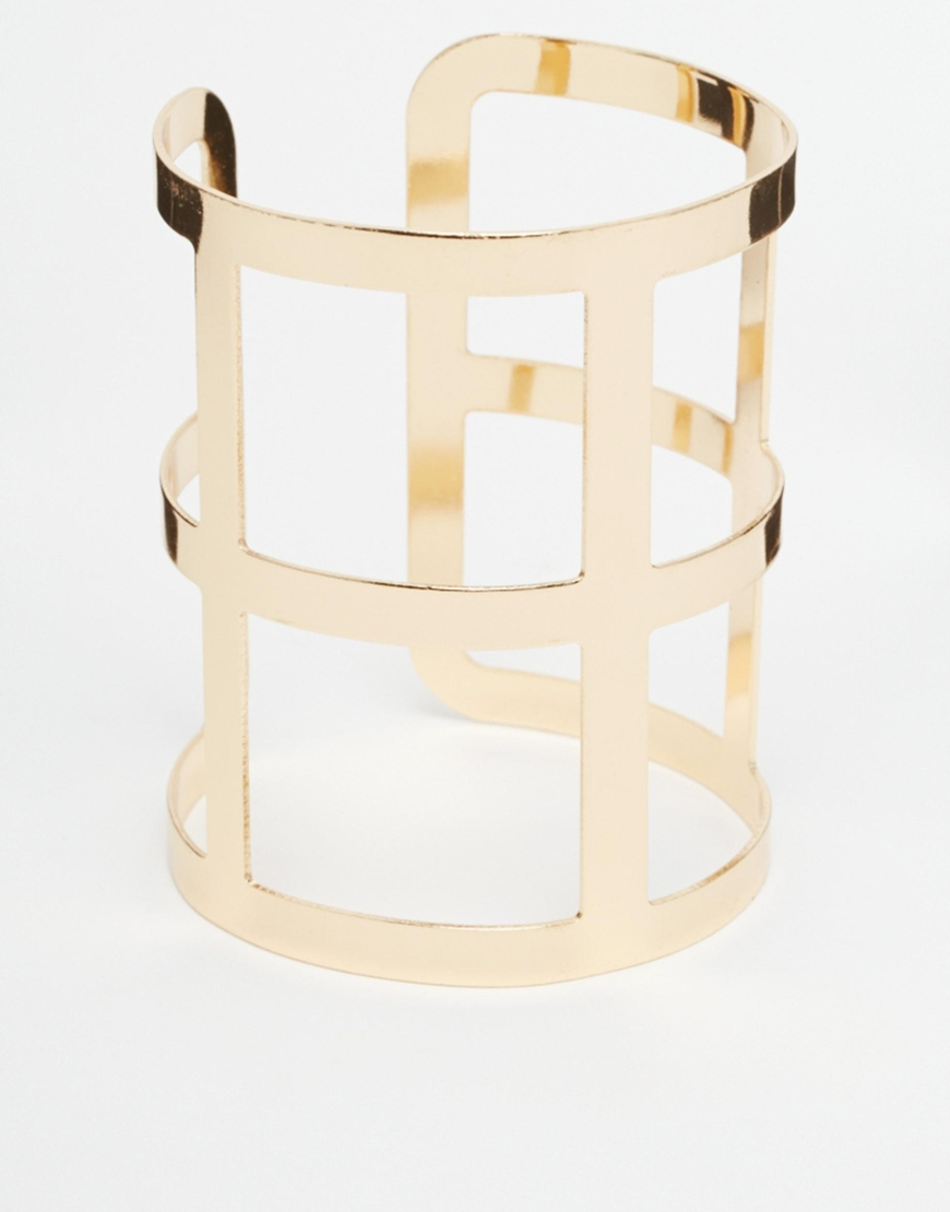 Lyst Warehouse Square Cut Out Cuff Bracelet In Metallic Gallery