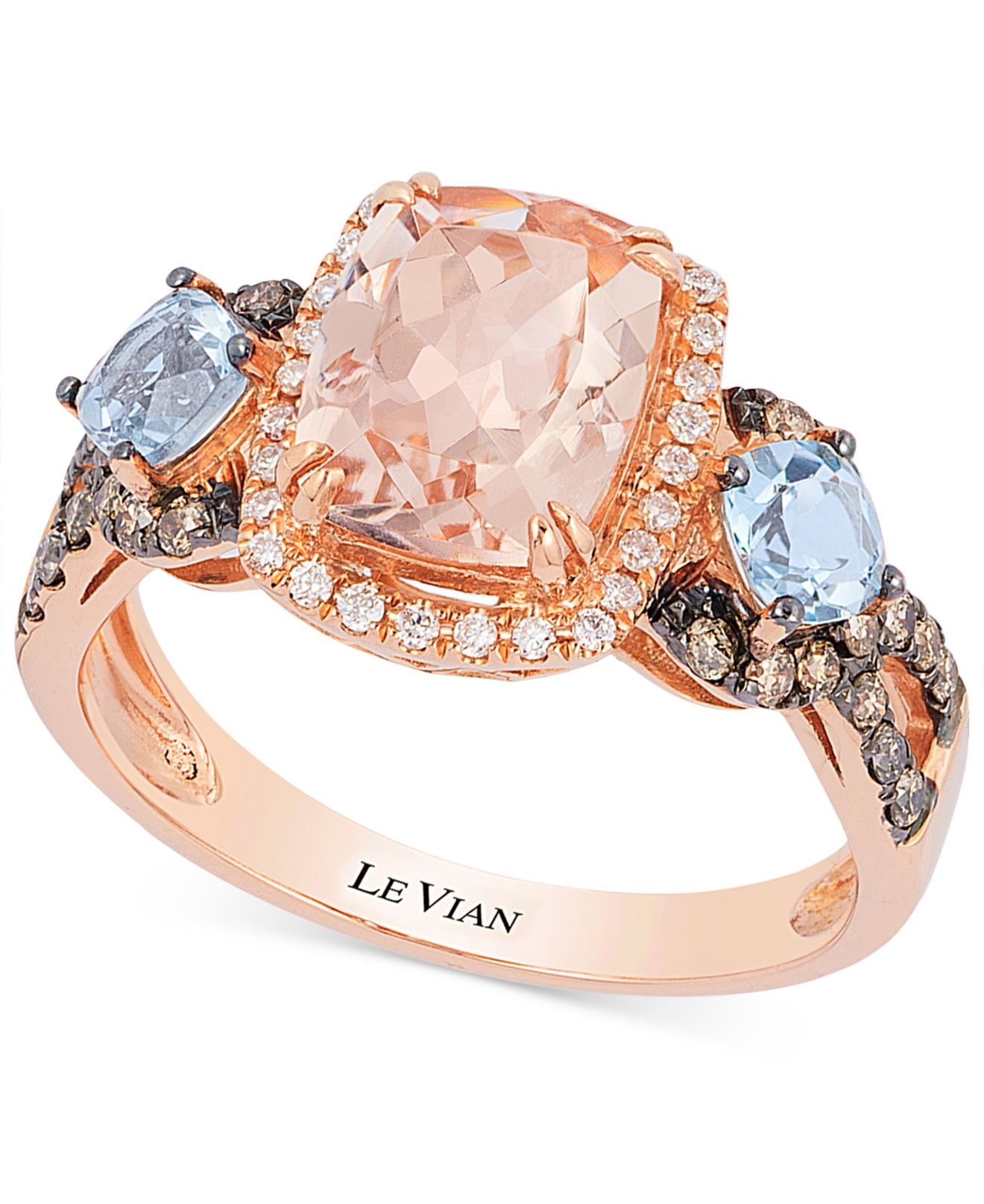 Le Vian Blue Aquamarine And Morganite 2 Ct Tw And Diamond 13 Ct Tw Ring In 14k Rose Gold Product 1 27298328 0 594529724 Normal 