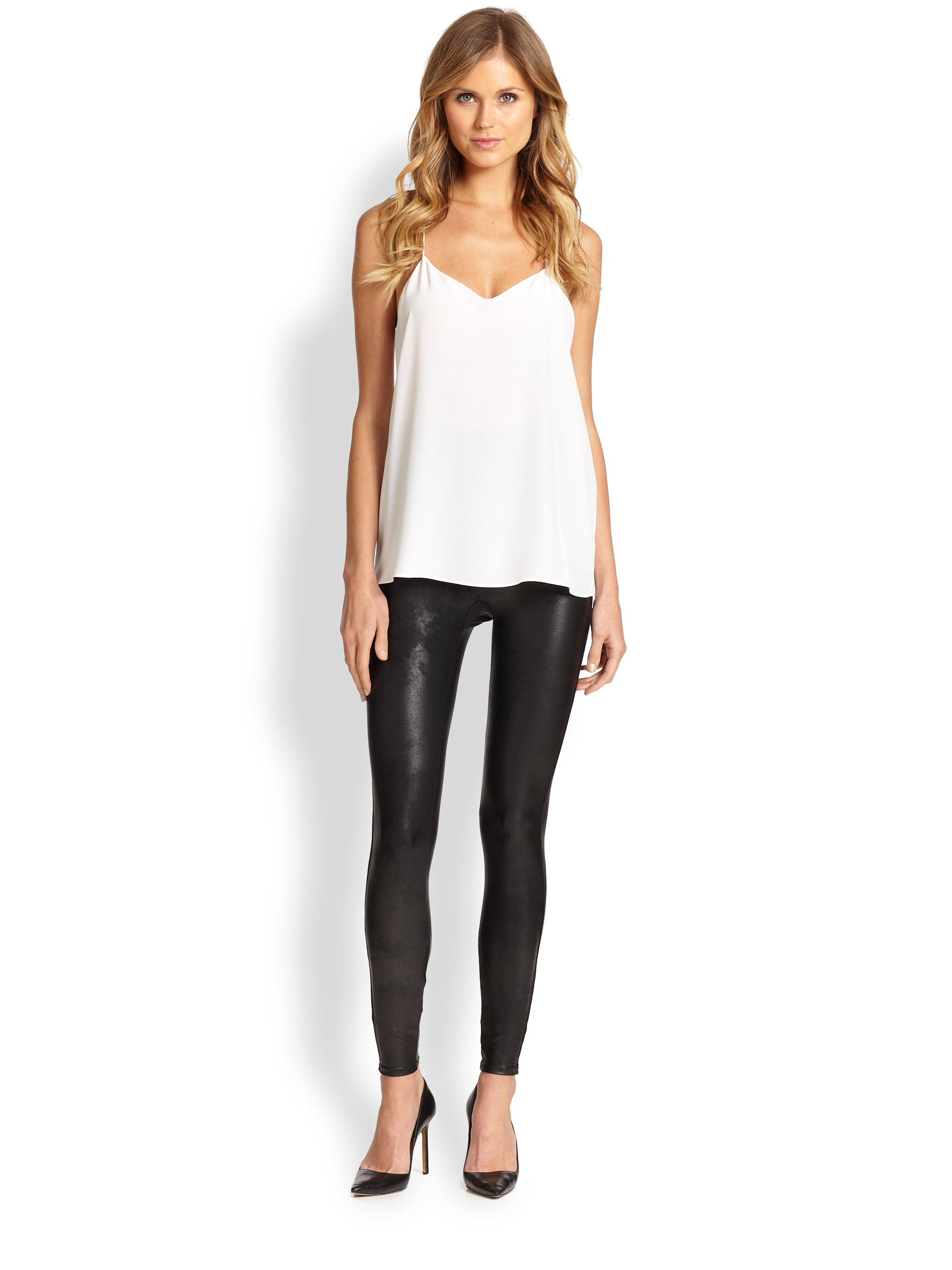 Lyst - Spanx Faux Leather Shaping Leggings in Black