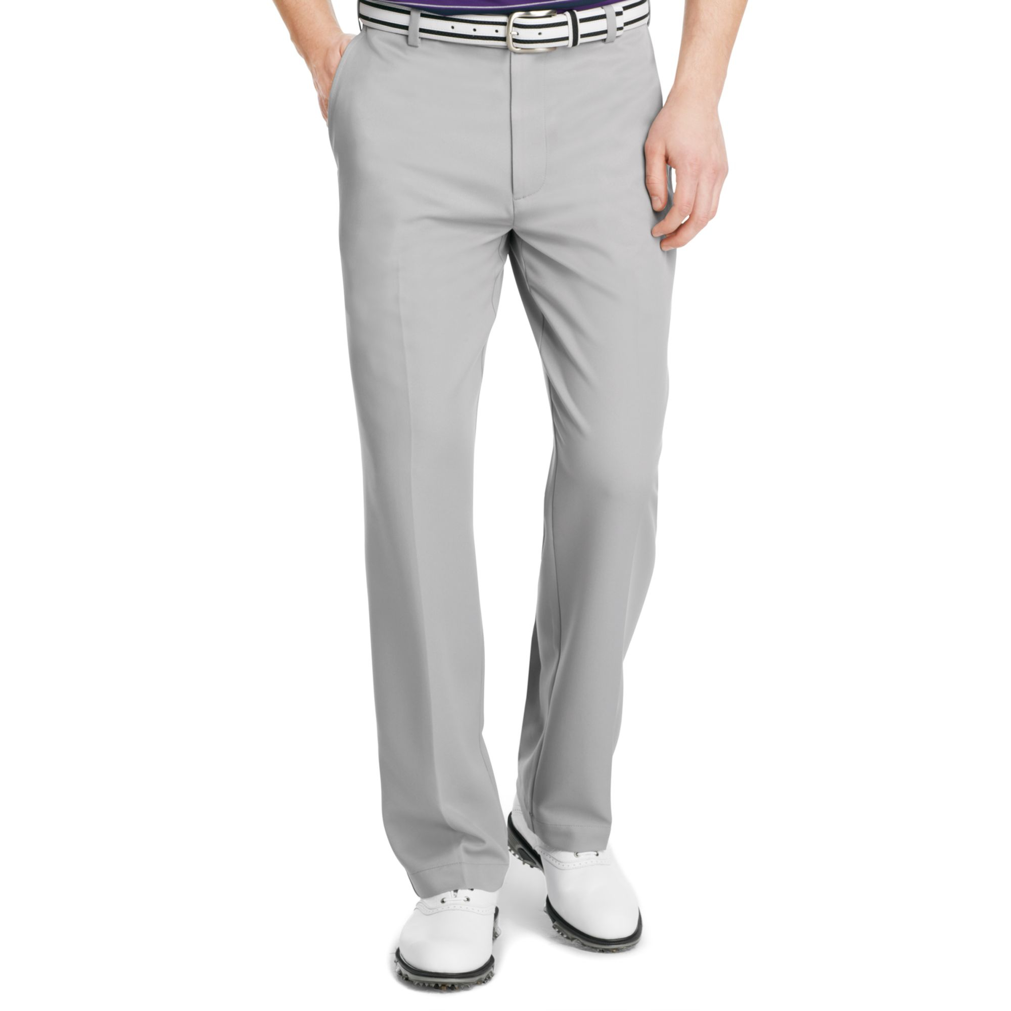 Izod Golf Pants, Flat Front Microfiber Golf Pants in Gray for Men ...