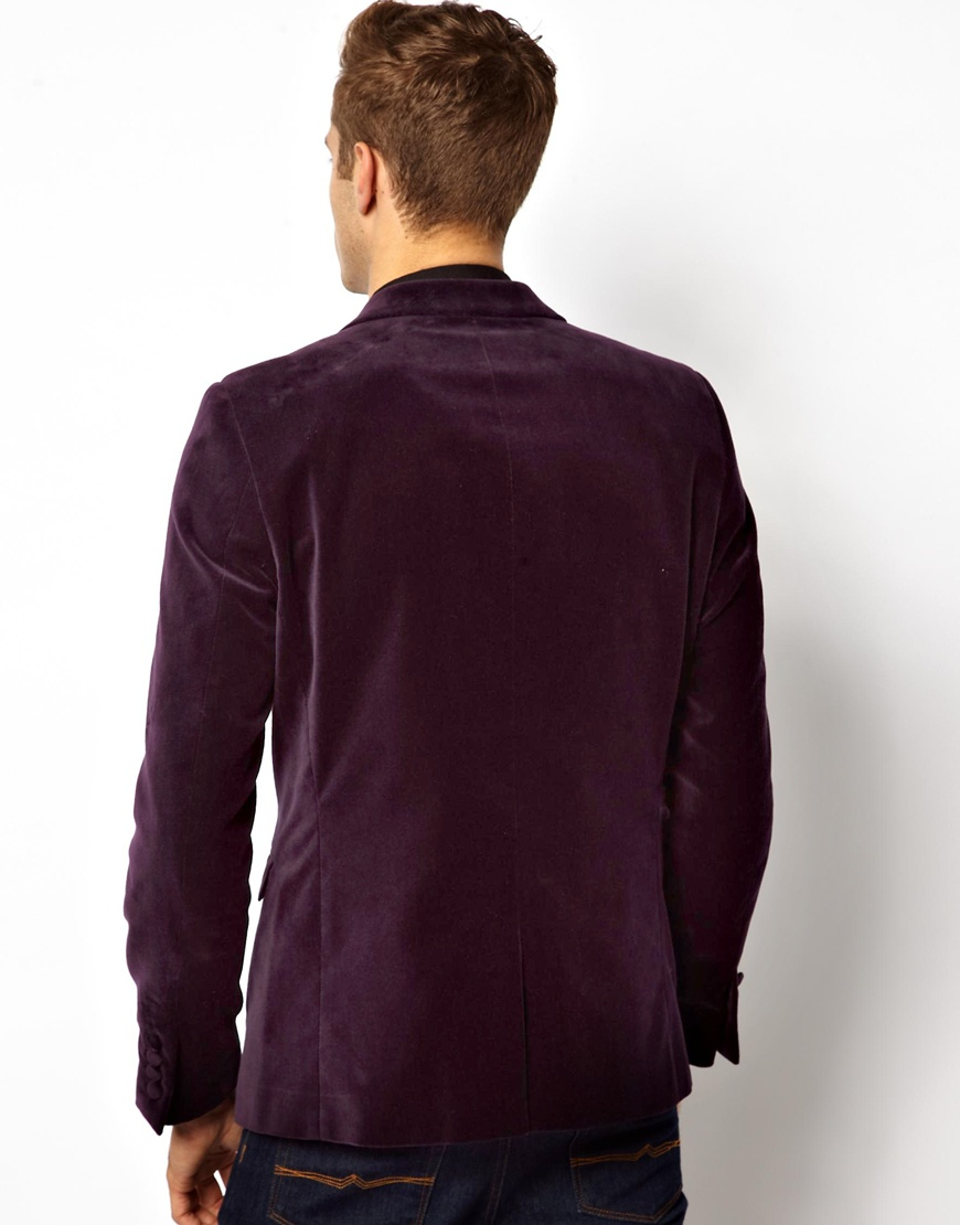 Lyst - Asos Slim Fit Blazer in Purple for Men