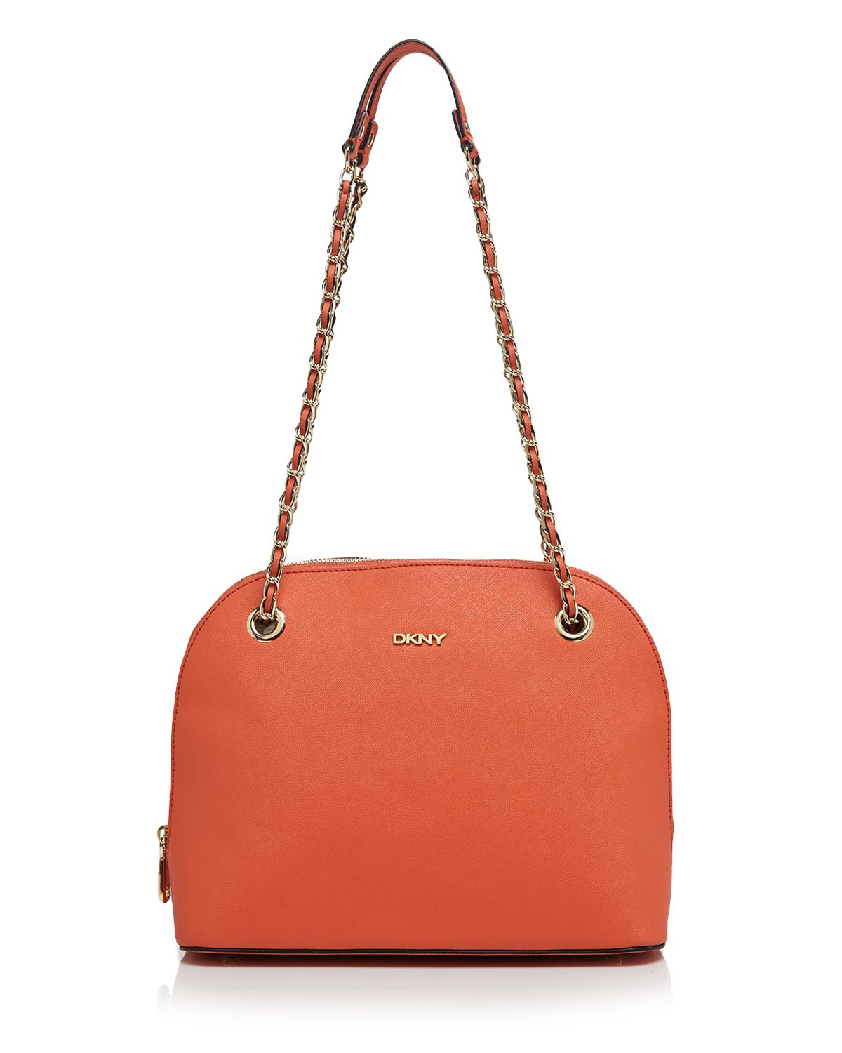 Dkny Shoulder Bag - Medium Round Saffiano in Orange