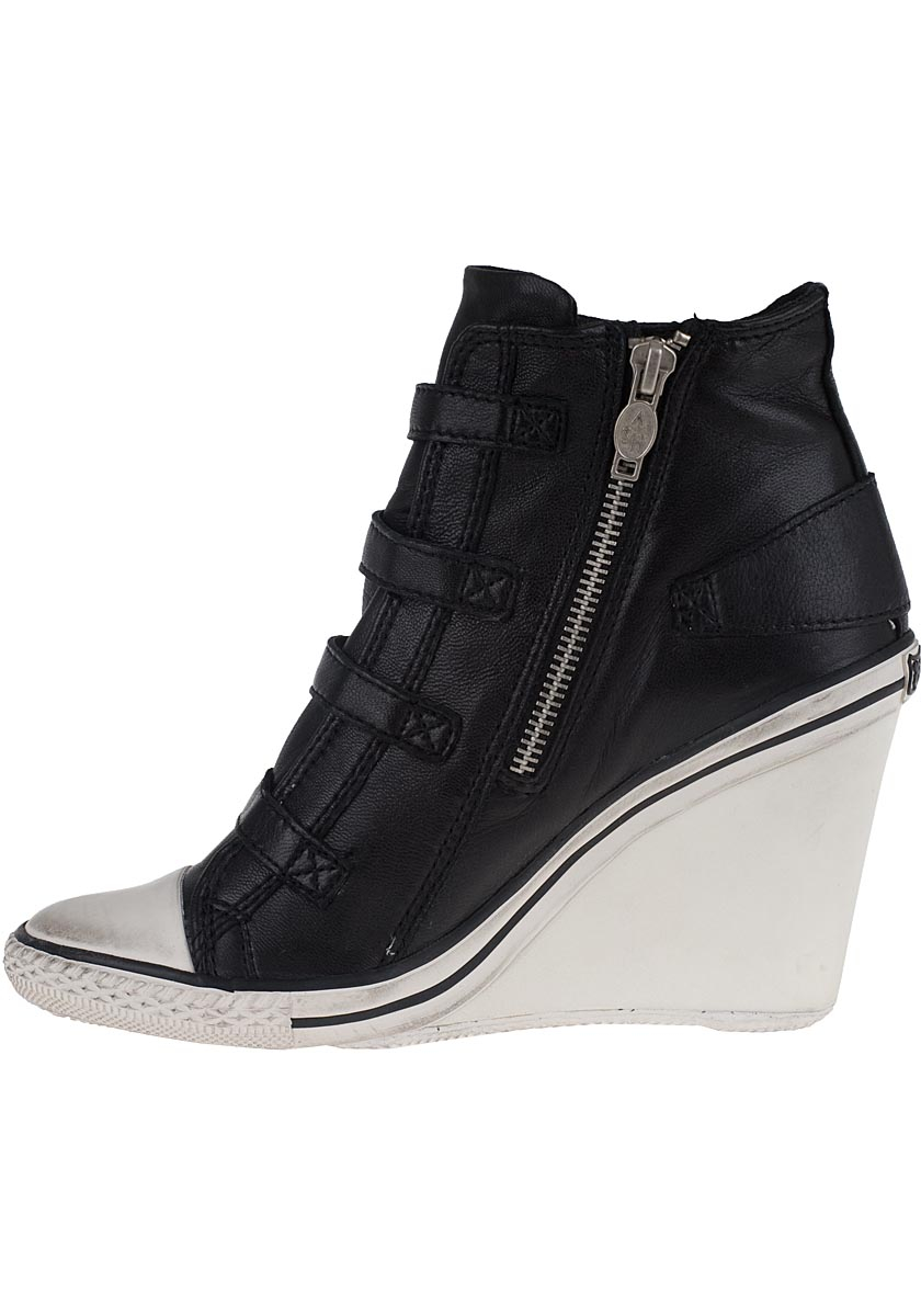 Lyst - Ash Thelma Leather Wedge Sneakers in Black