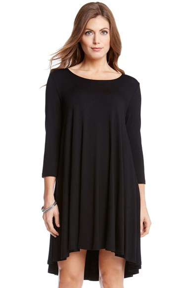 black trapeze dress with sleeves