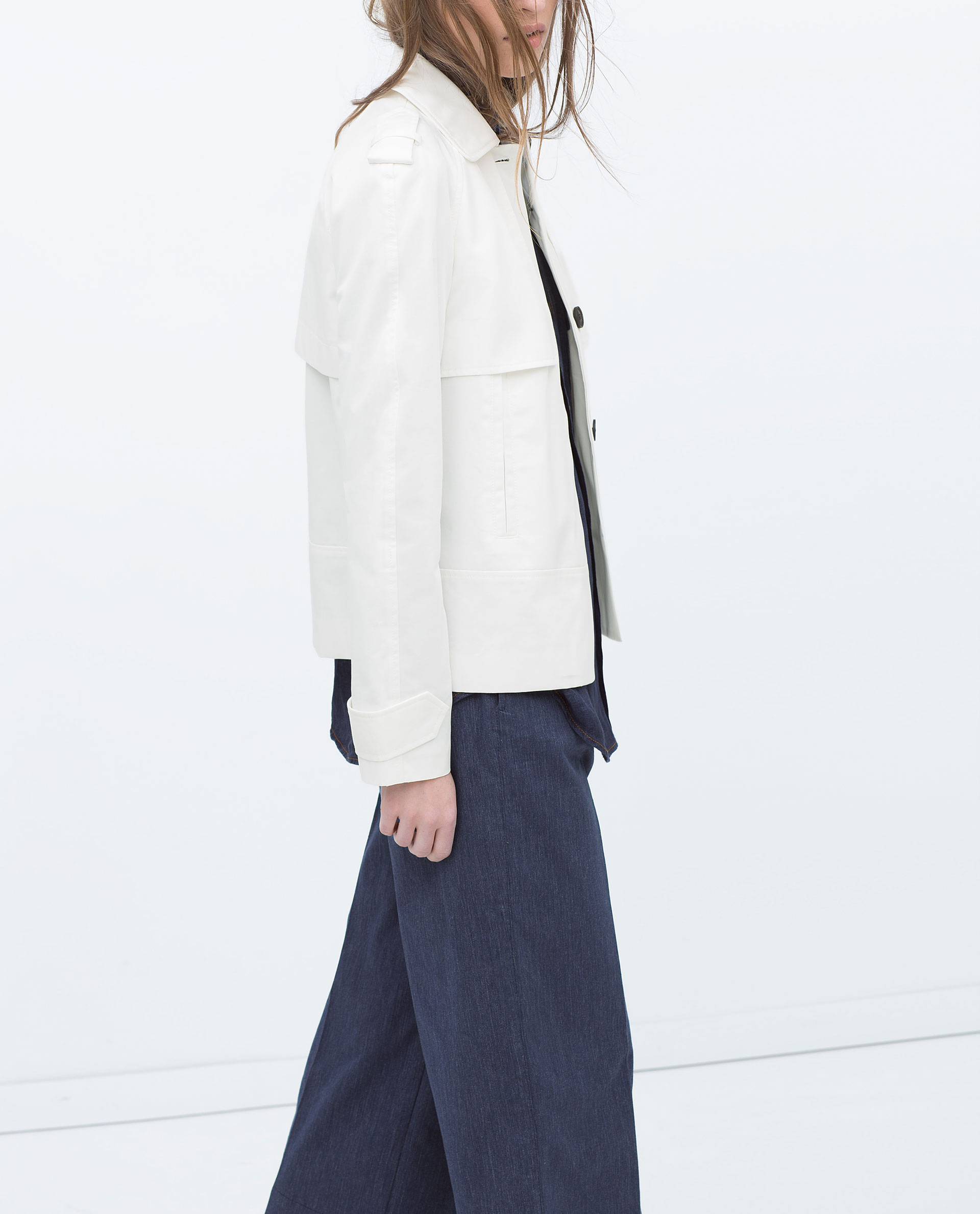 Zara Short Coat Short Coat in White | Lyst