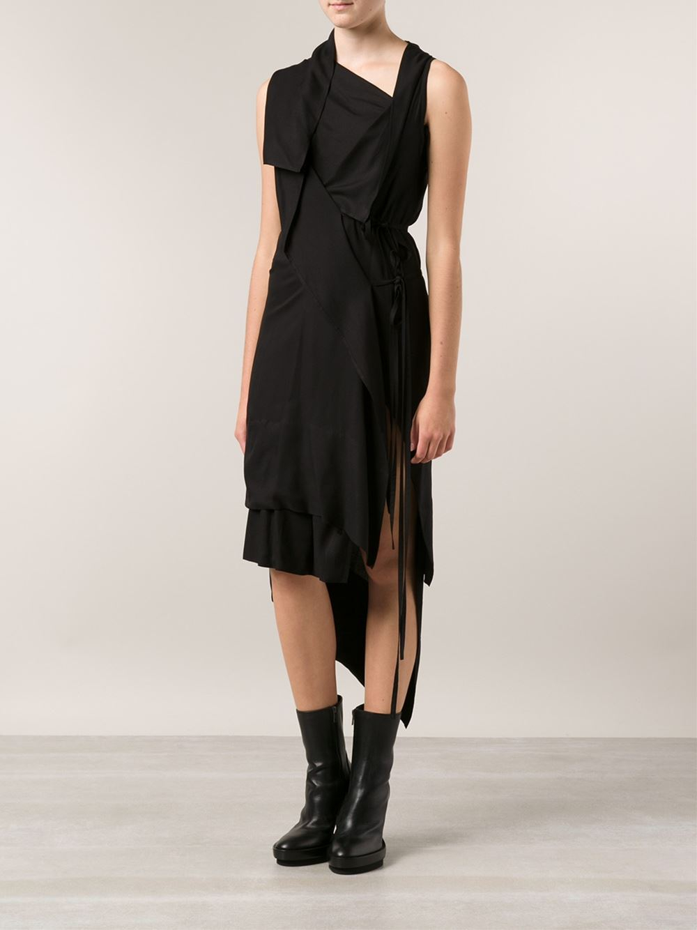 Ann demeulemeester Asymmetric Dress in Black | Lyst