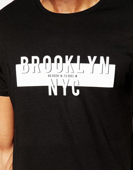 Asos T-shirt With Brooklyn Nyc Chest Print in Black for Men | Lyst