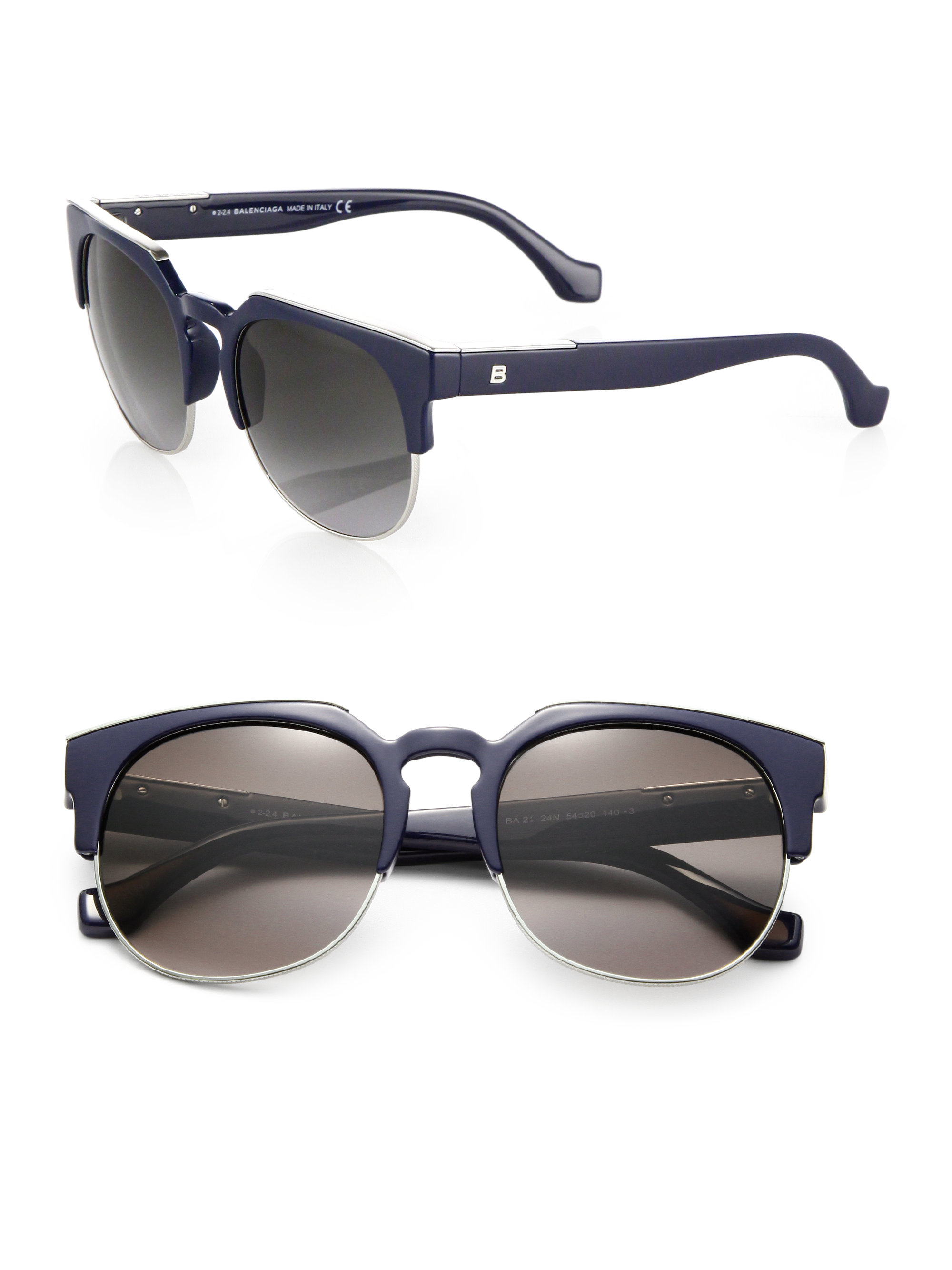 Lyst - Balenciaga Retro Round Sunglasses in Blue