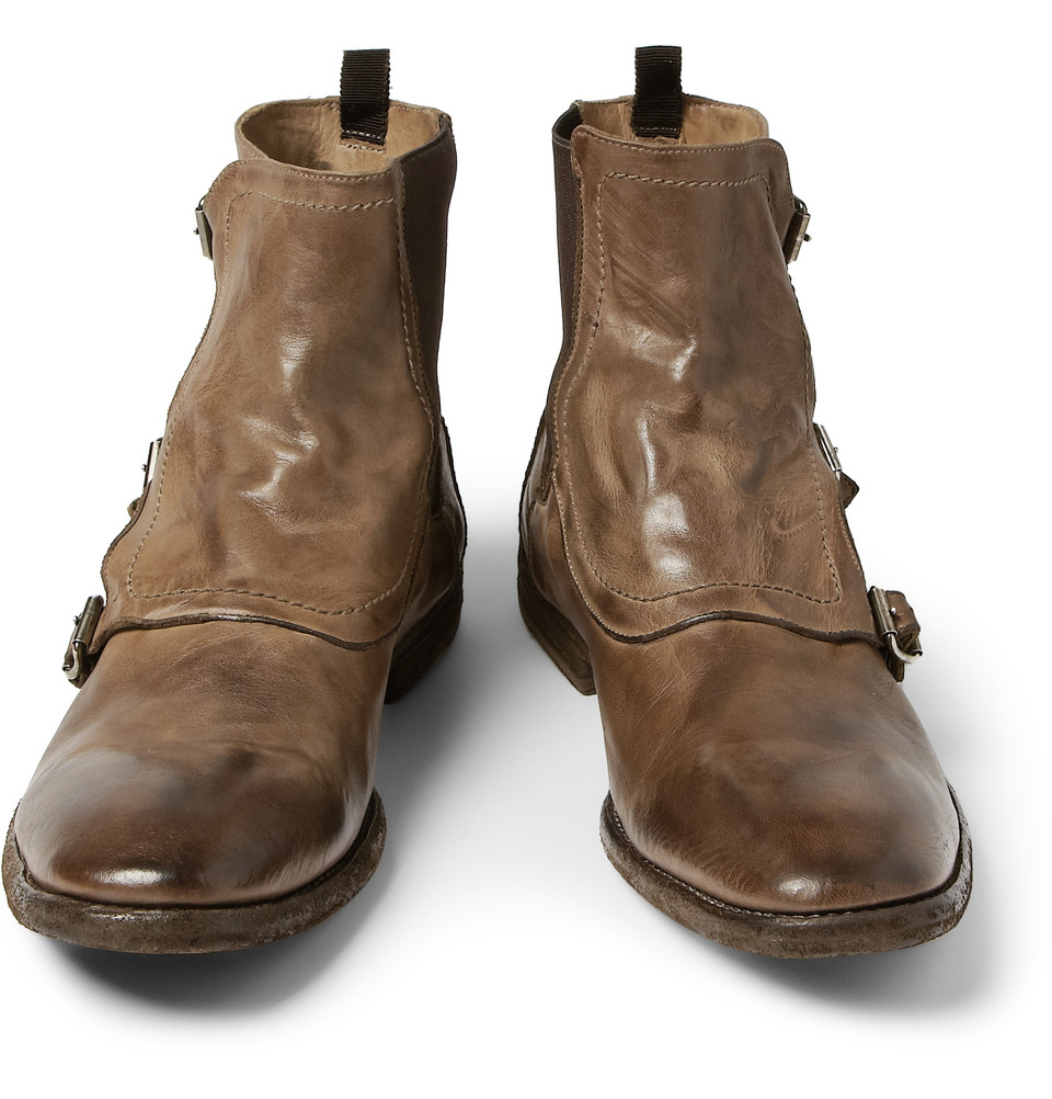 Alexander mcqueen Leather Monkstrap Boots in Brown for Men | Lyst