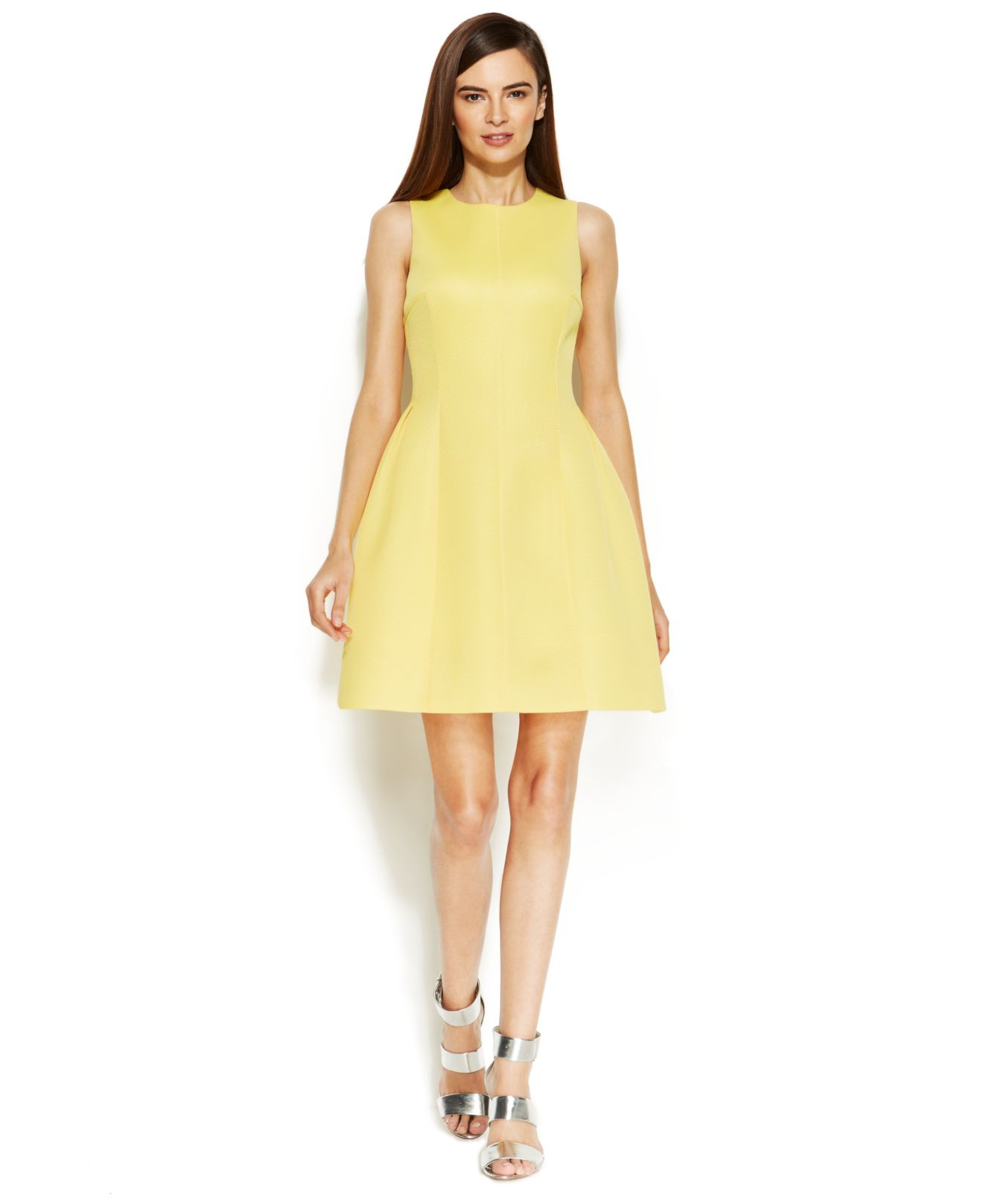 calvin klein yellow dresses