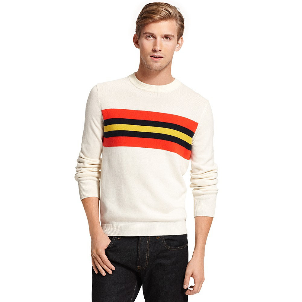 Tommy Hilfiger | White Chest Stripe Sweater for Men | Lyst