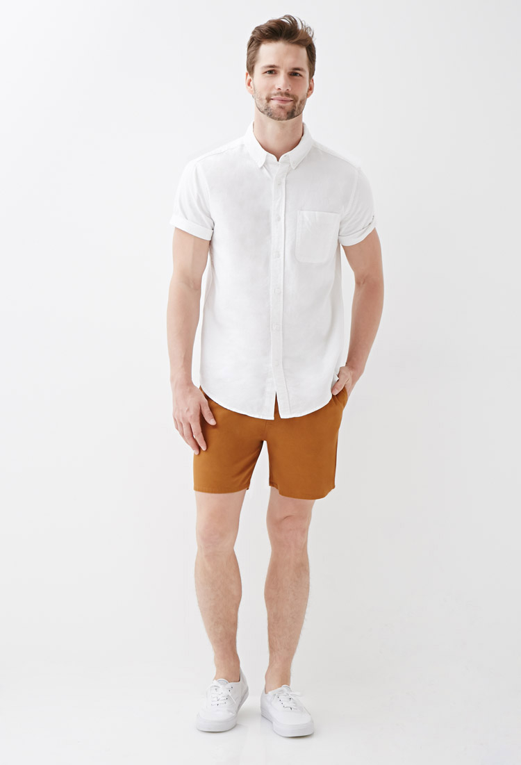 21men Cotton Twill Drawstring Shorts in Khaki for Men | Lyst