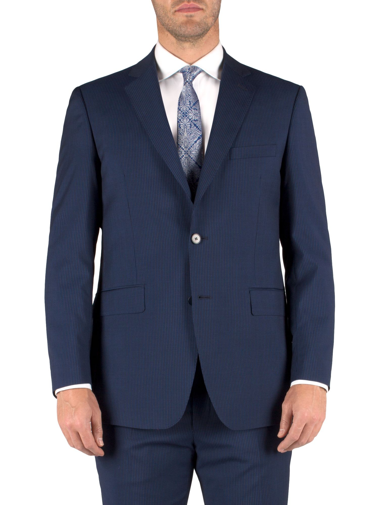Alexandre savile row Stripe Single Breasted Classic Suit Jacket in Blue