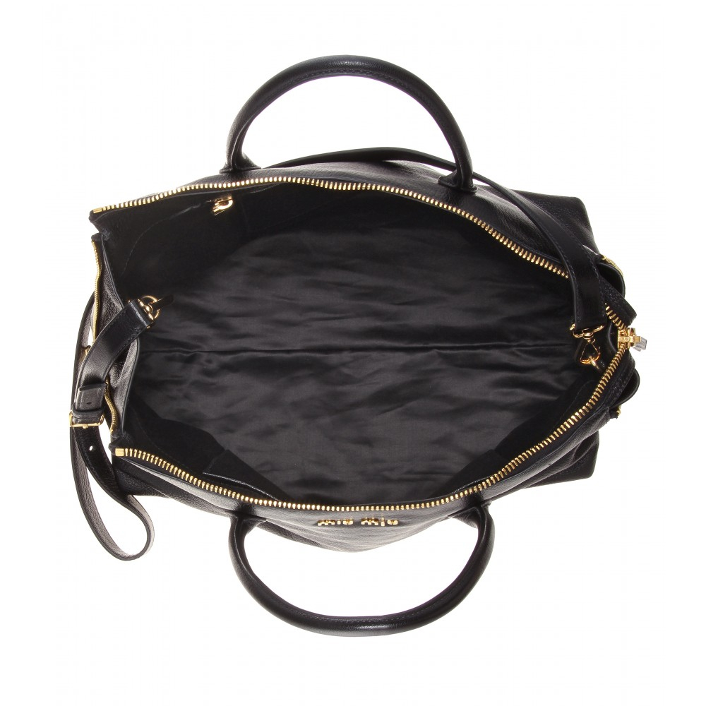 Lyst Miu Miu Leather Tote in Black