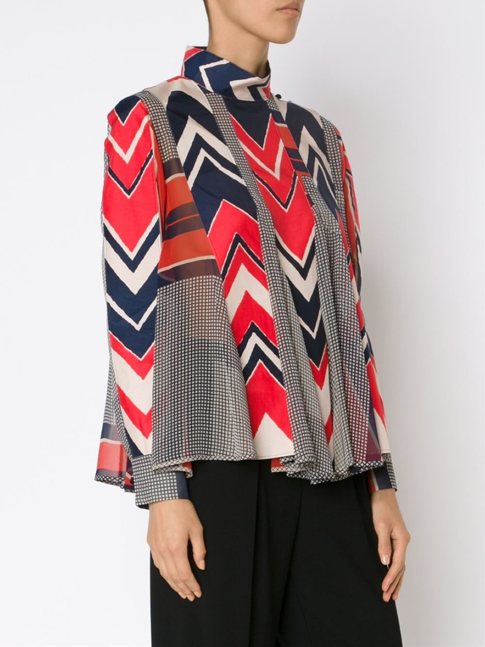 Lyst - Sacai Printed Panel Blouse in Blue