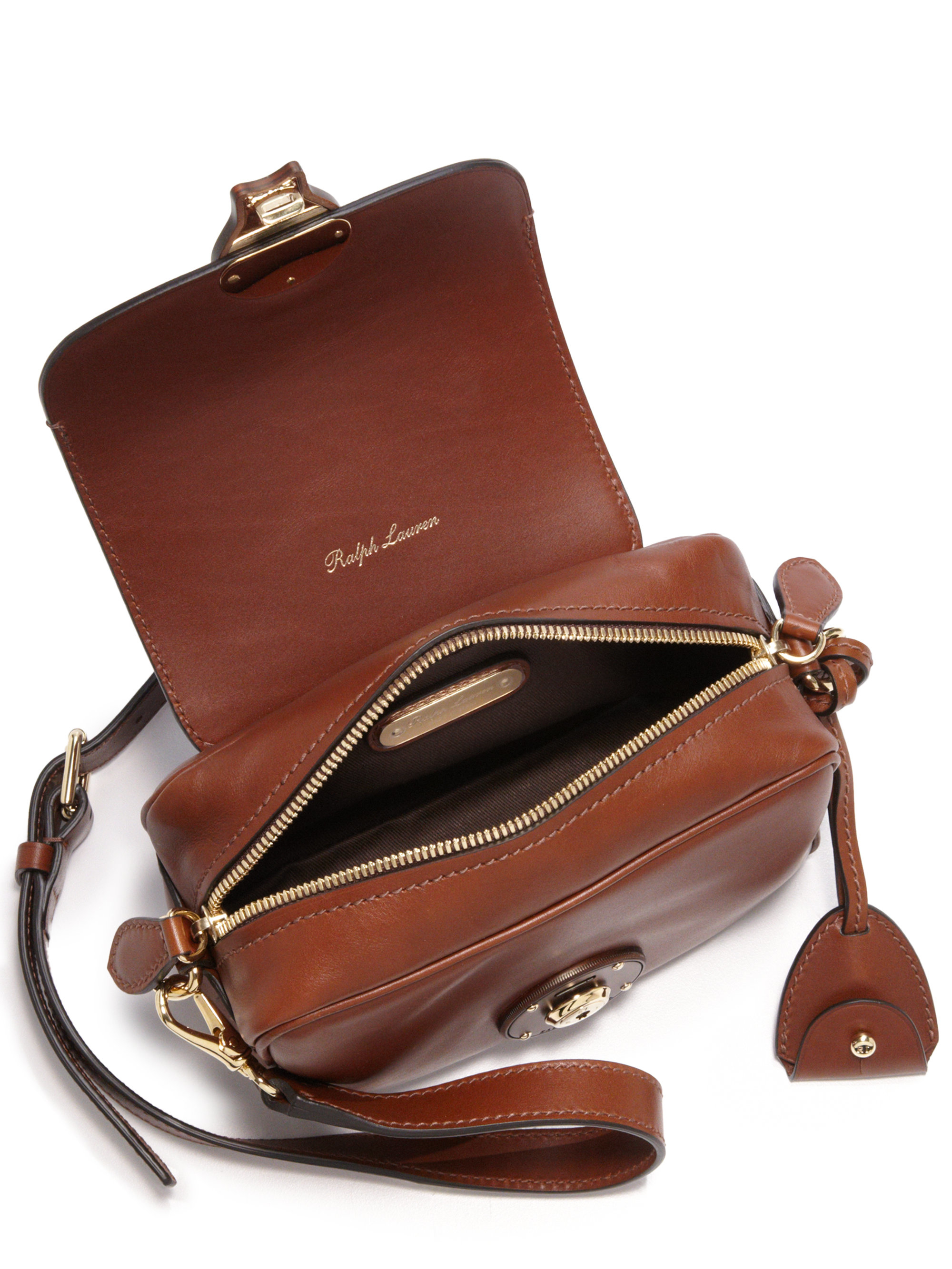 Lyst - Ralph Lauren Ricky Extra-small Leather Zip Crossbody Bag in Brown