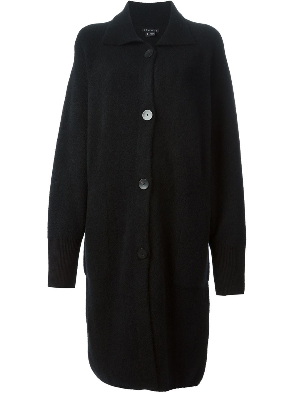 Lyst - Theory Long Button Down Cardigan in Black