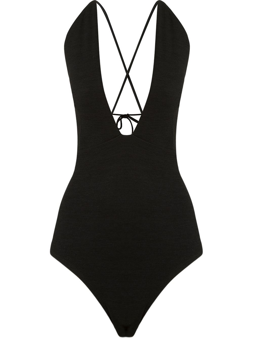 Osklen Plunging Neck Swimsuit in Black | Lyst