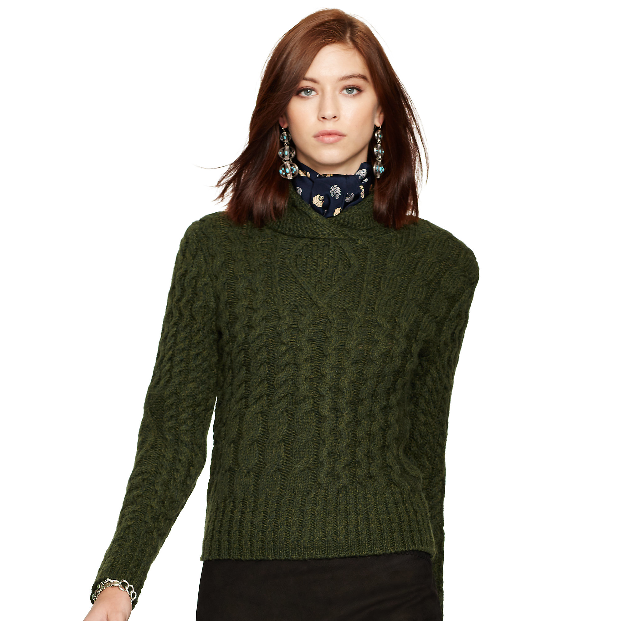 Lyst - Polo Ralph Lauren Wool-alpaca Cabled Sweater in Green