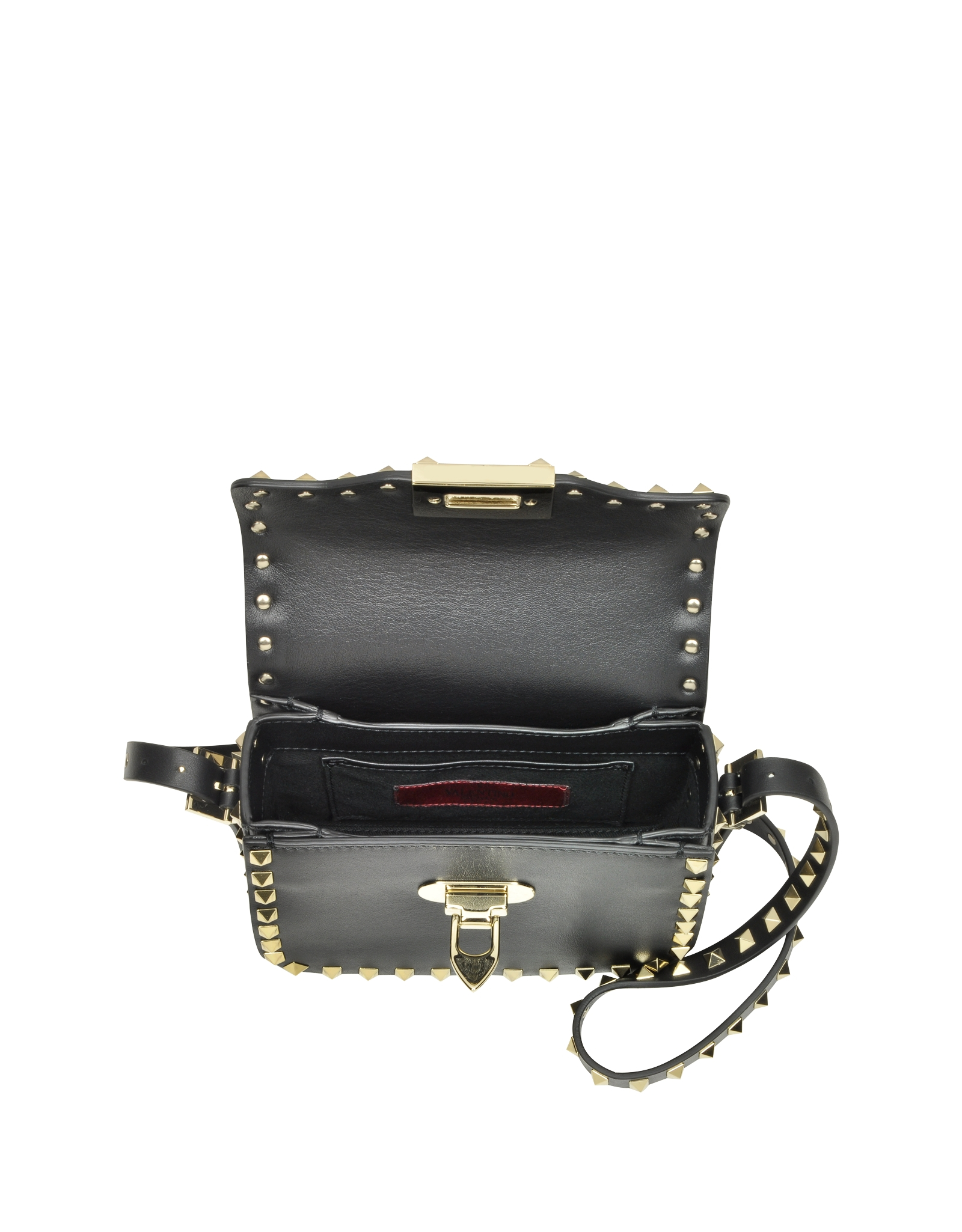Valentino Rockstud Black Leather Small Shoulder Bag in Black | Lyst