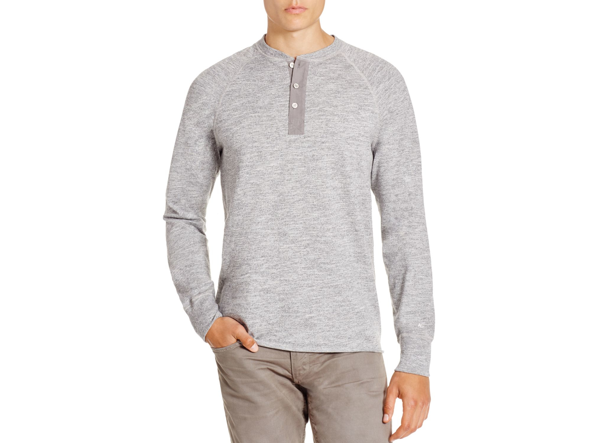 Rag & bone Raglan Henley in Gray for Men Lyst