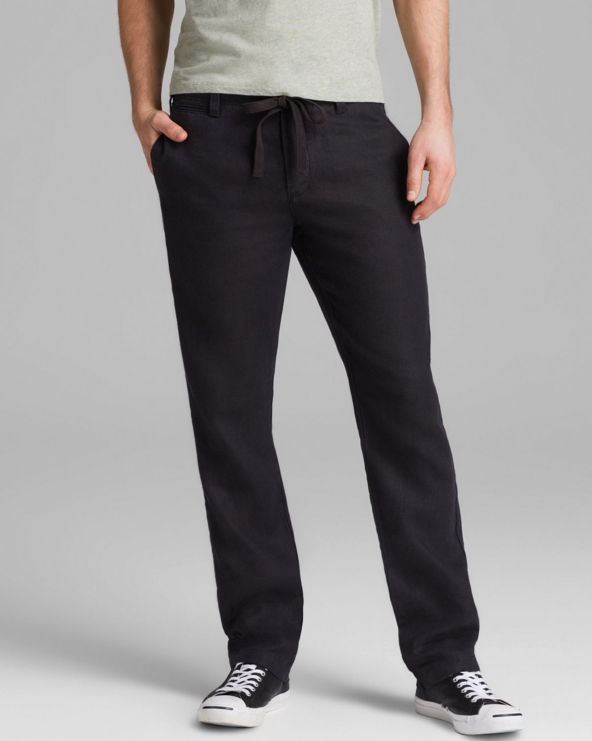 Vince Linen Drawstring Pants in Black for Men | Lyst