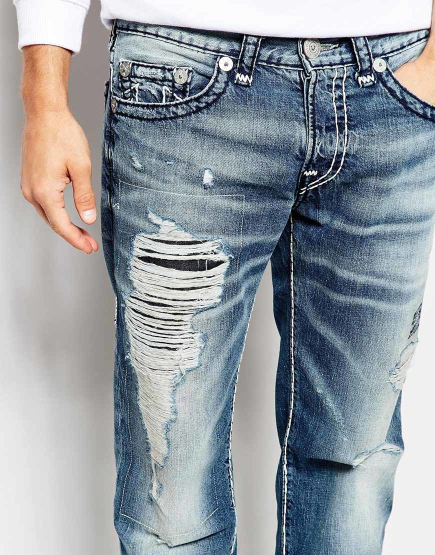 Lyst - True Religion Jeans Rocco Slim Fit Super T Rip And Repair in ...