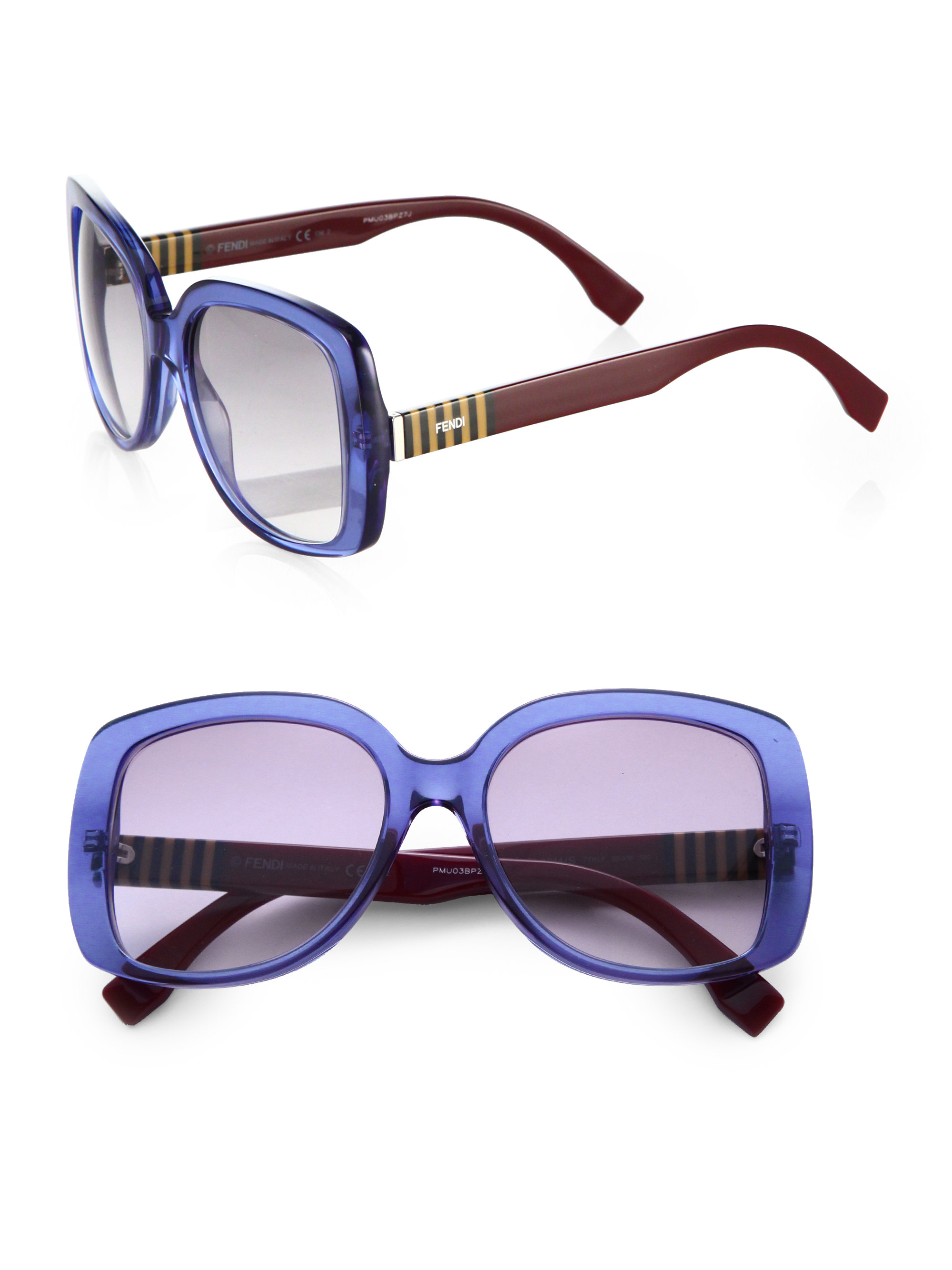 Fendi Oversize Square Acetate Sunglasses in Blue | Lyst