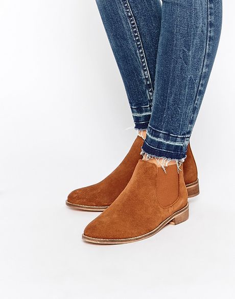 Asos America Suede Chelsea Ankle Boots in Brown (Chestnut) | Lyst