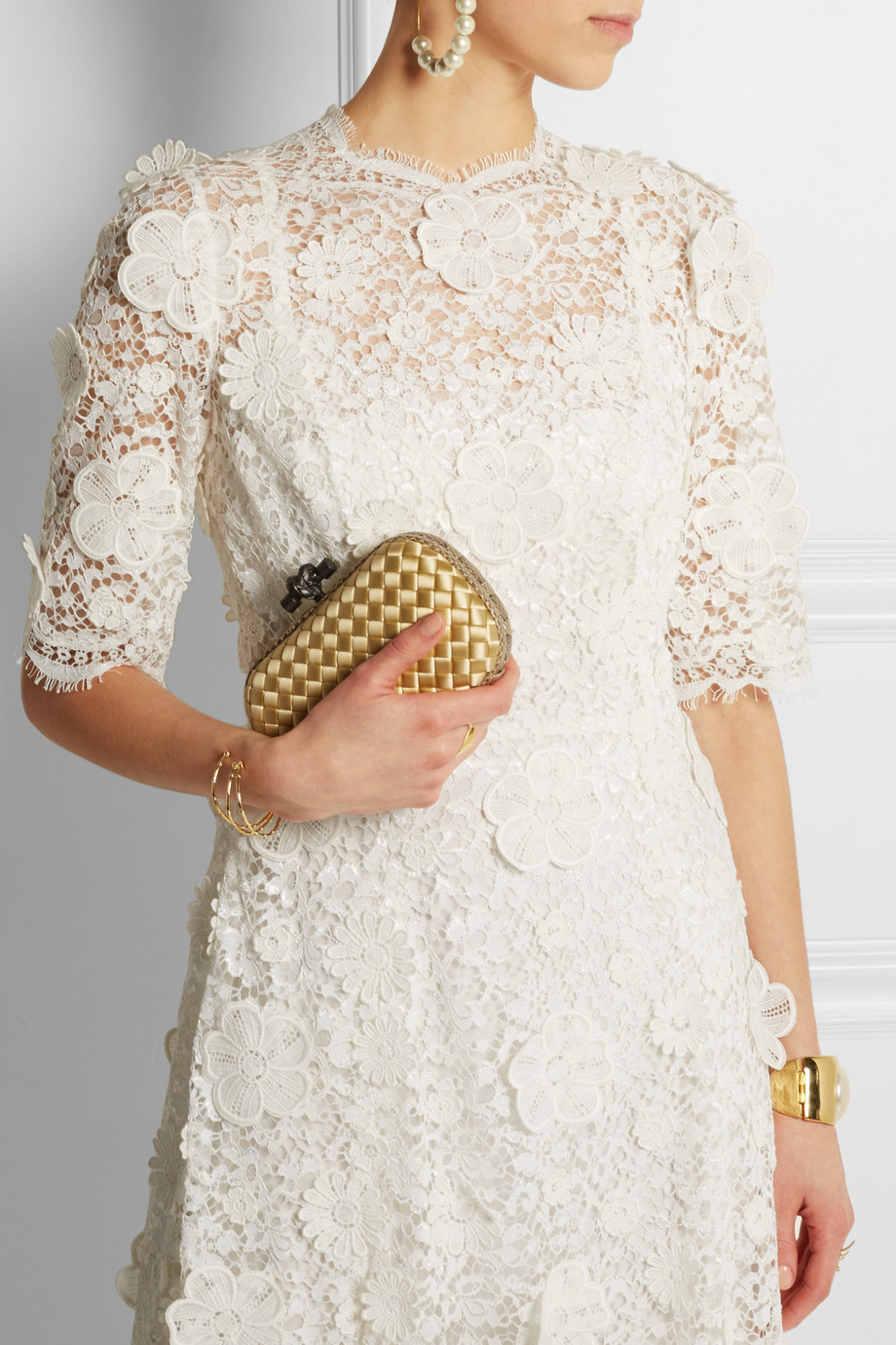 Lyst Dolce & Gabbana Floralappliquéd Guipure Lace Gown in White