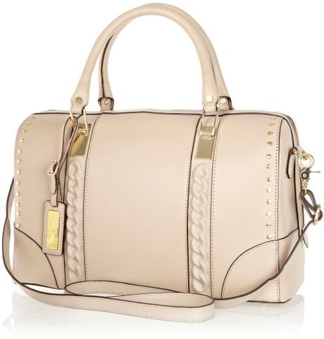 River Island Cream Leather Chain Embossed Bowler Bag in White (Cream ...