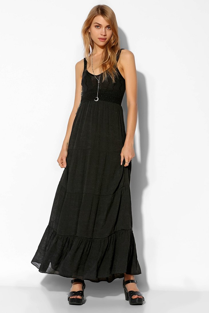 black layered maxi dress