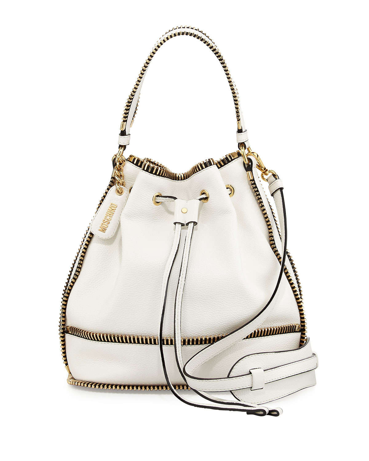 Lyst Moschino Bucket Bag With Exposed Zipper in White