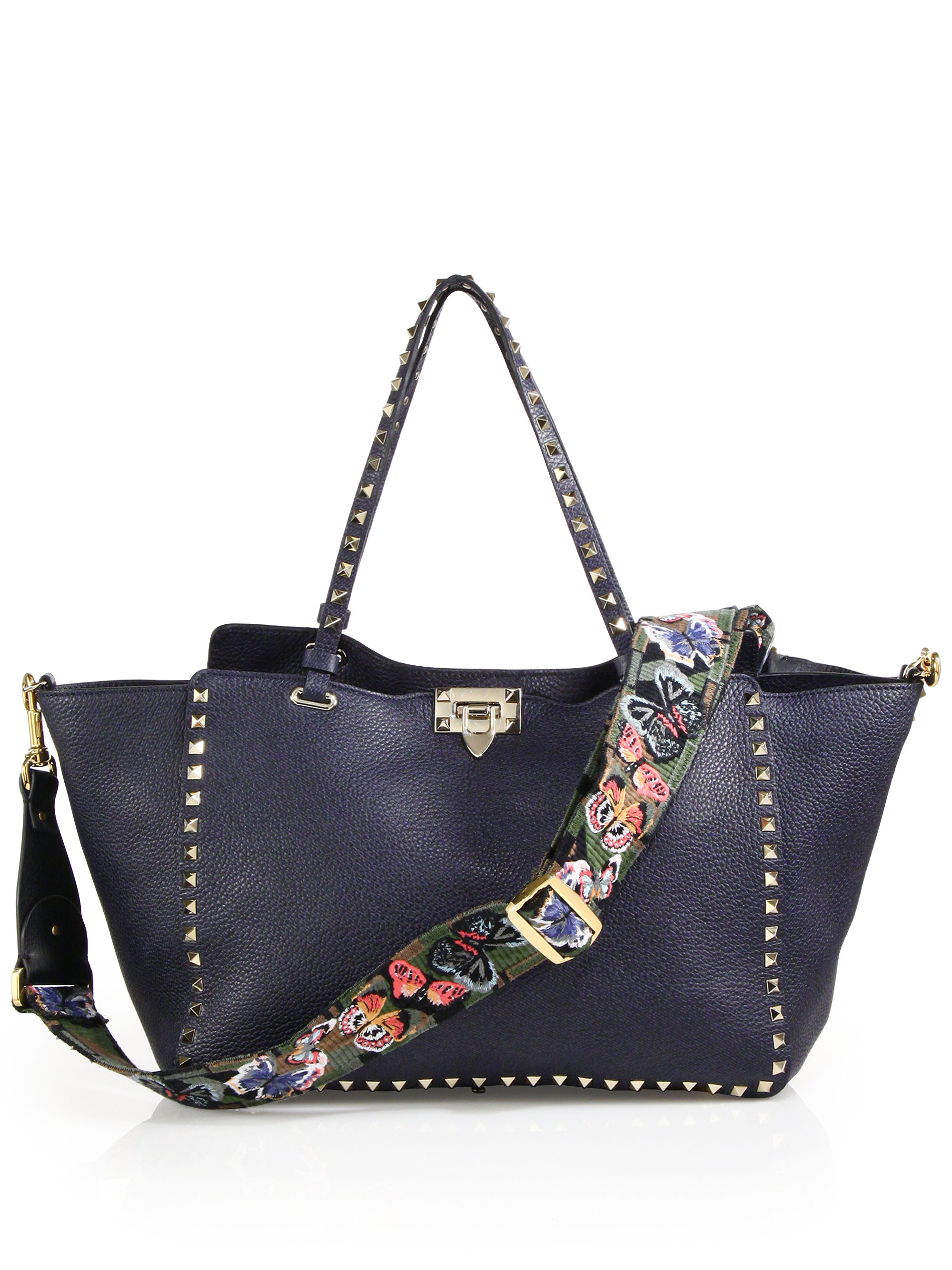 Lyst Valentino Camuerfly Embroidered Leather Handbag Strap In Gallery