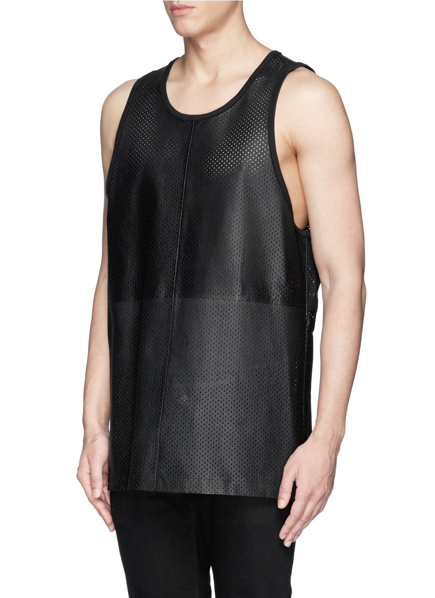 Givenchy Perforated Leather Tank Top in Black for Men - Lyst