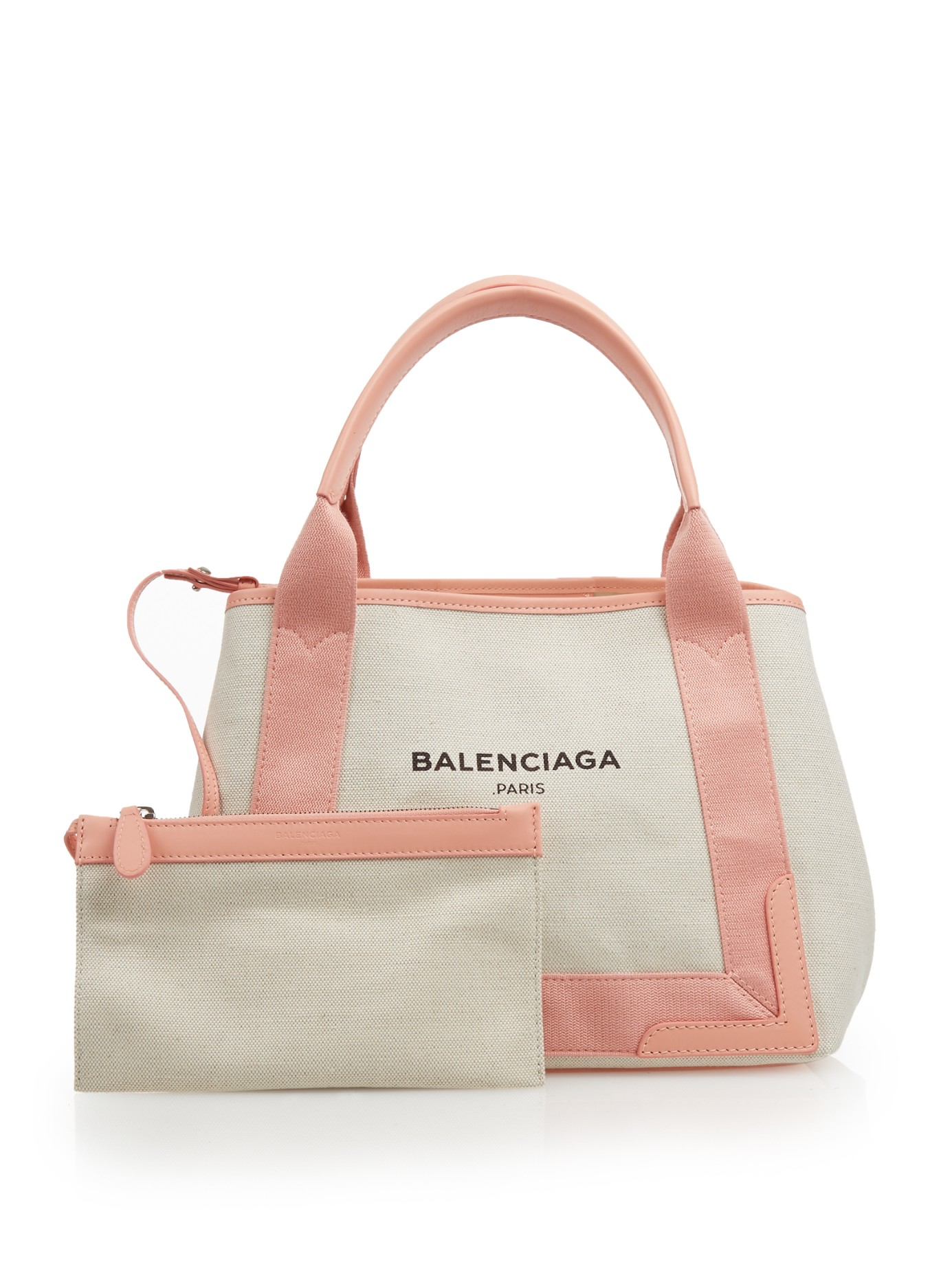 Balenciaga Navy Cabas S Canvas And Leather Shopper in Pink - Save 13% ...