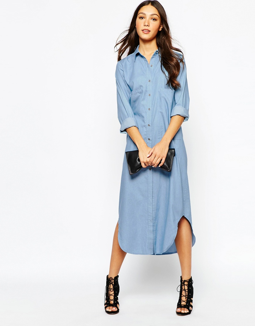 Never fully dressed Chambray Oversize Dress With Pockets in Blue | Lyst