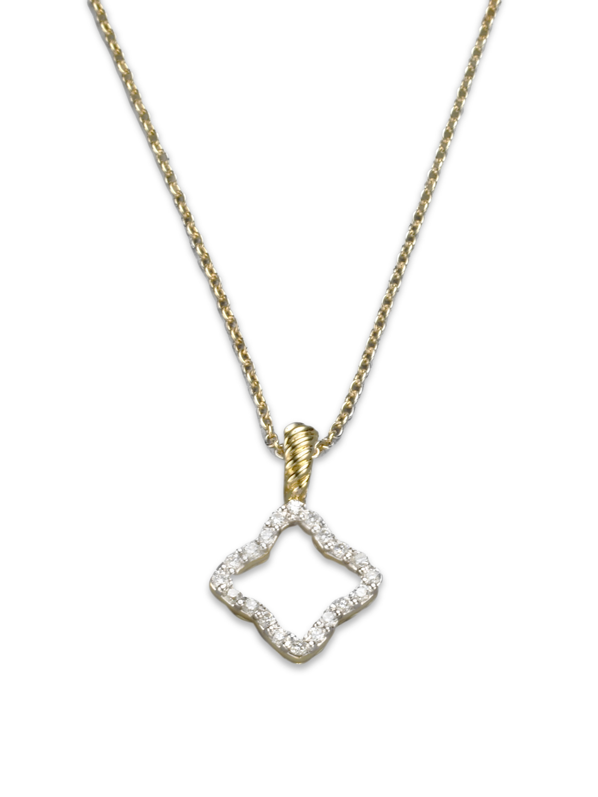 David Yurman Diamond 18k Gold Quatrefoil Necklace in Gold | Lyst