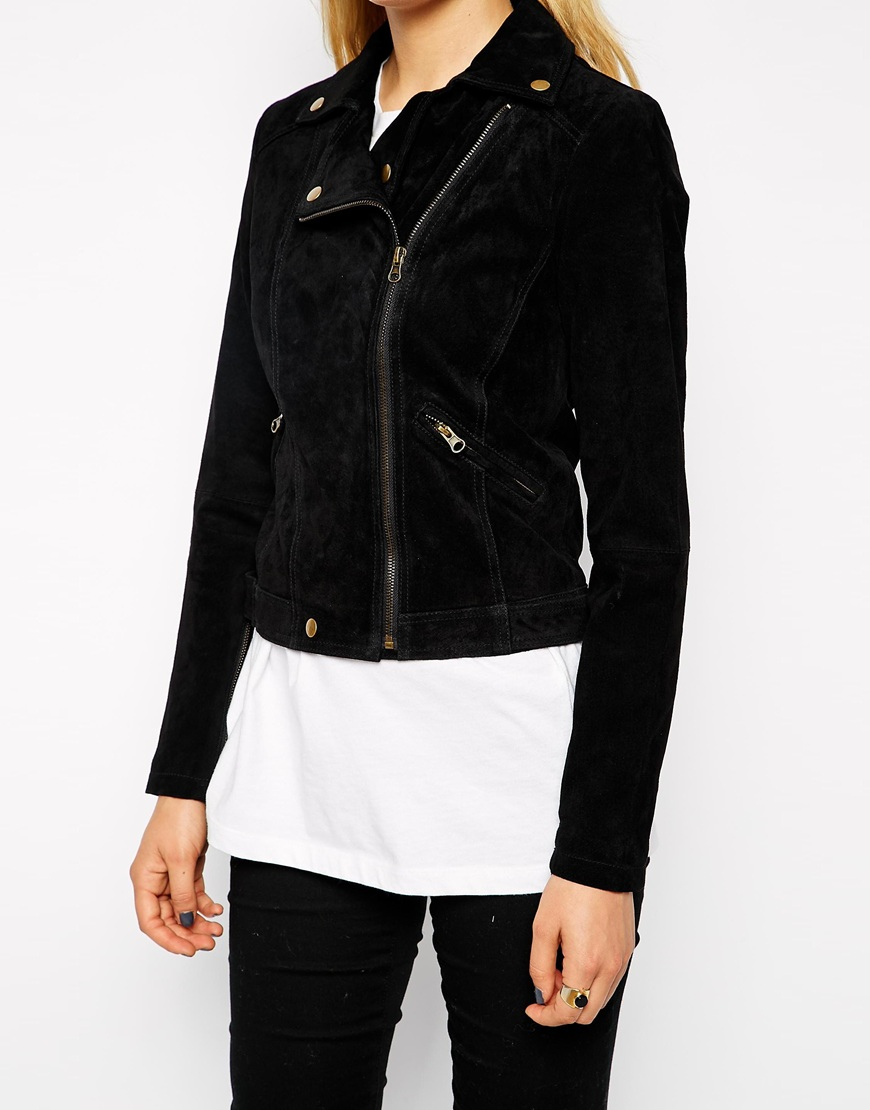 Lyst Pop Cph Suede Biker Jacket In Black Gallery