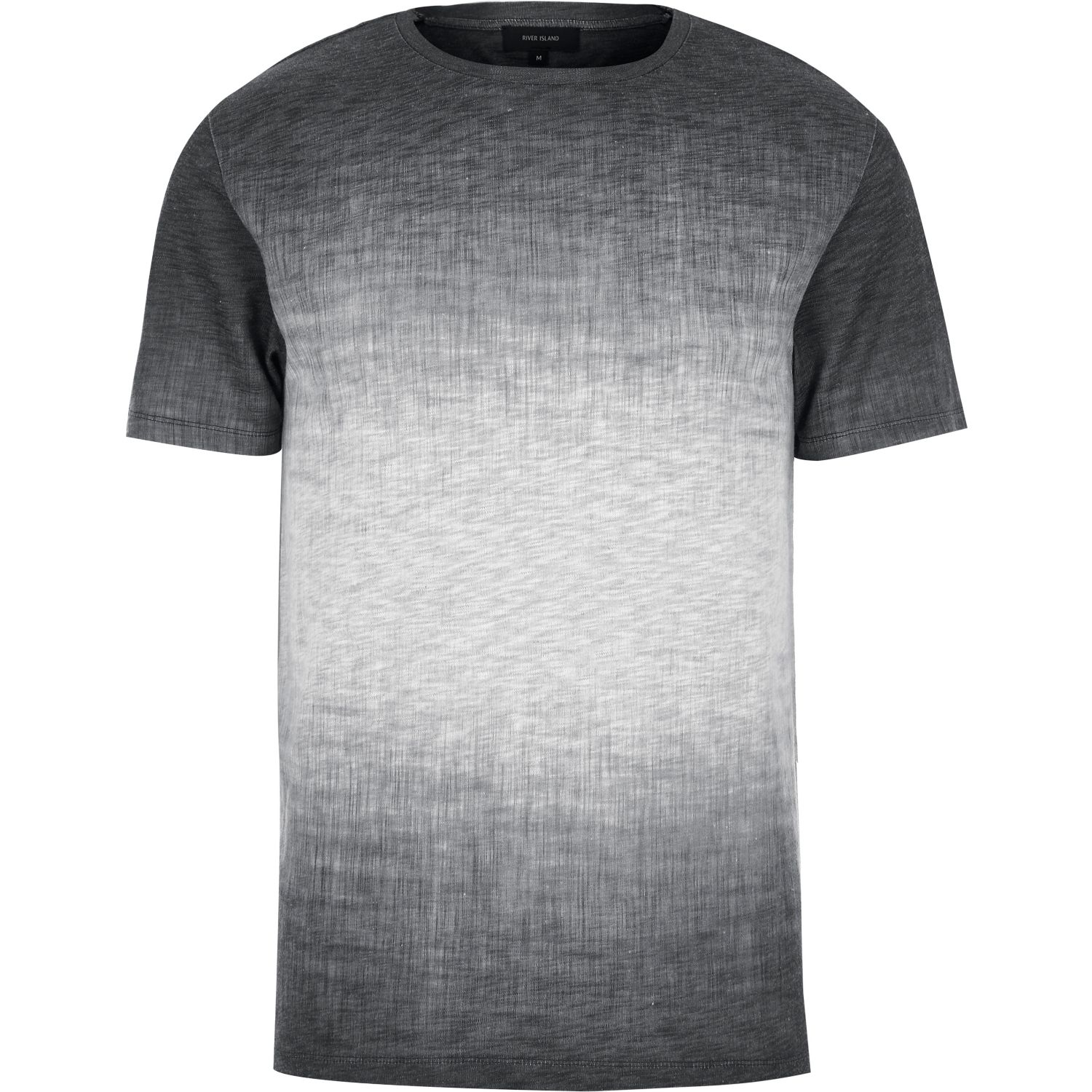 River island Dark Grey Textured Faded T-shirt in Gray for Men | Lyst