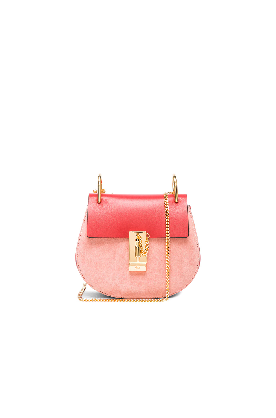 Chlo Mini Drew Leather \u0026amp; Suede Bag in Red (Red,Pink) | Lyst