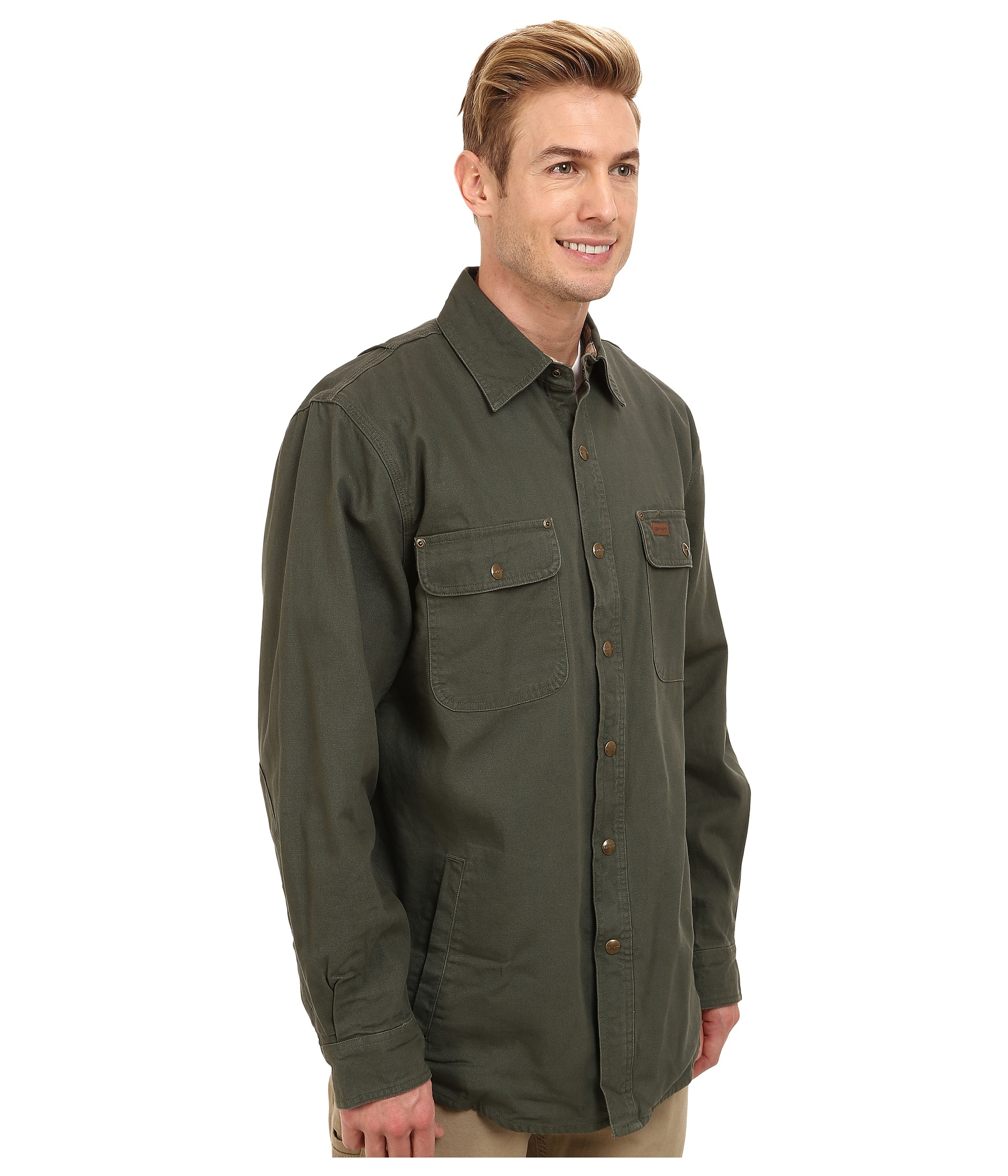 Carhartt Weathered Canvas Shirt Jacket in Moss (Blue) for Men - Lyst