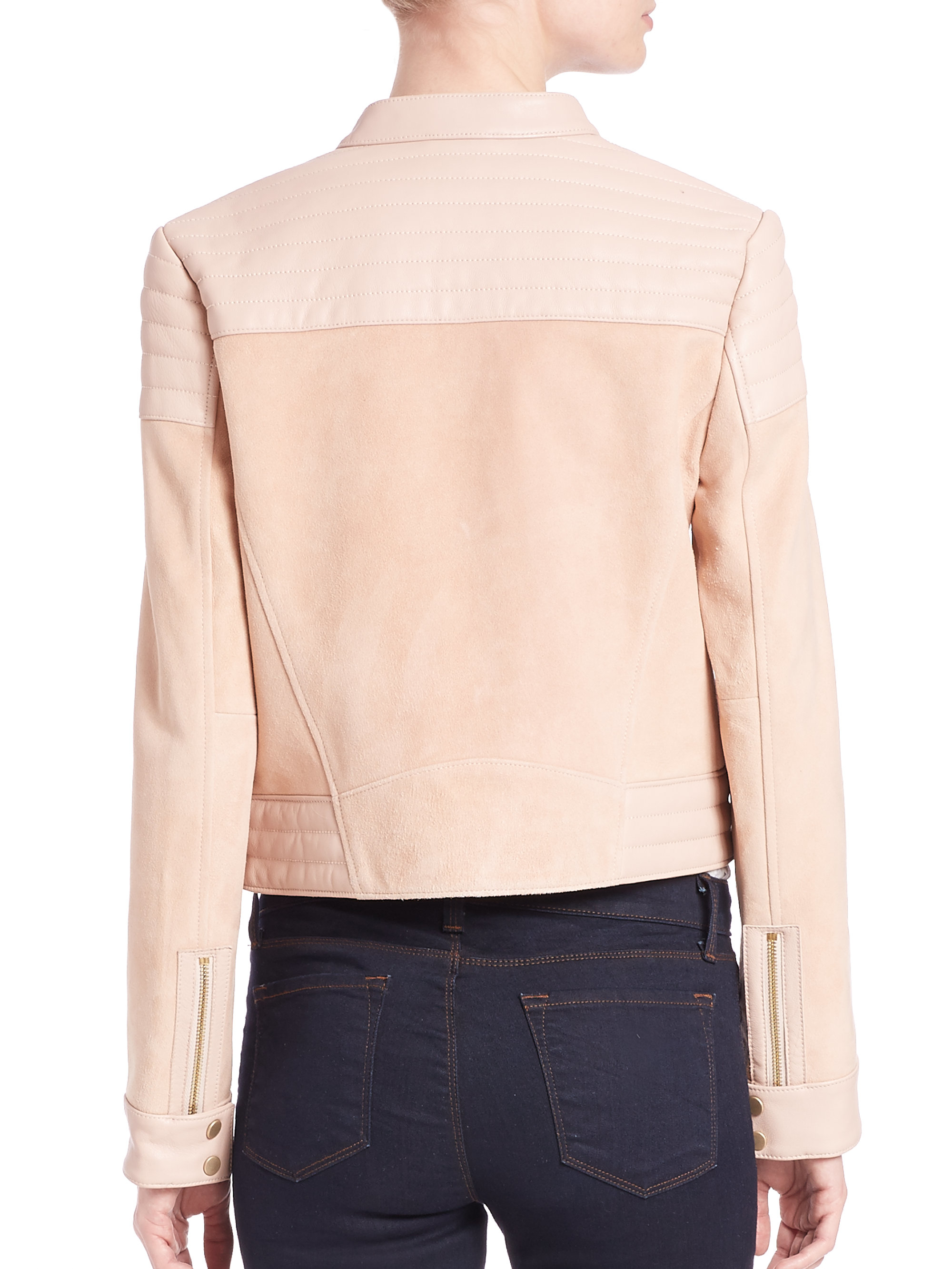 J Brand Cardiff Leather Jacket In Pink Lyst Gallery