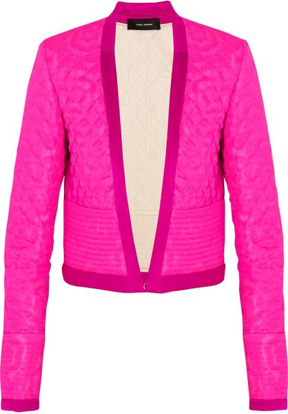 Isabel Marant Kade Quilted Silk-Jacquard Jacket in Pink | Lyst