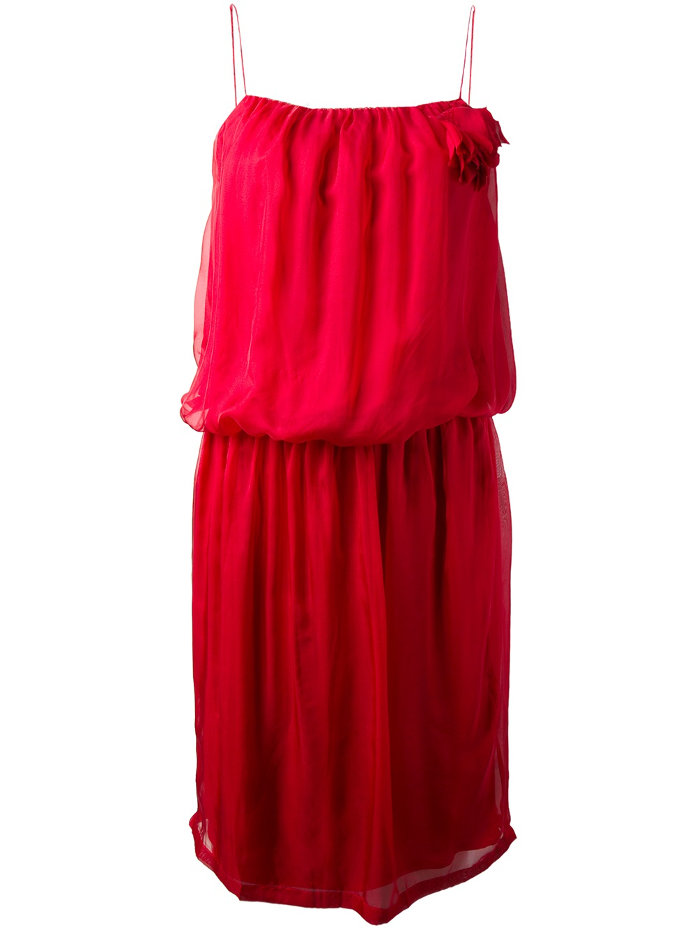 Lanvin Draped Loose Fit Dress in Red | Lyst