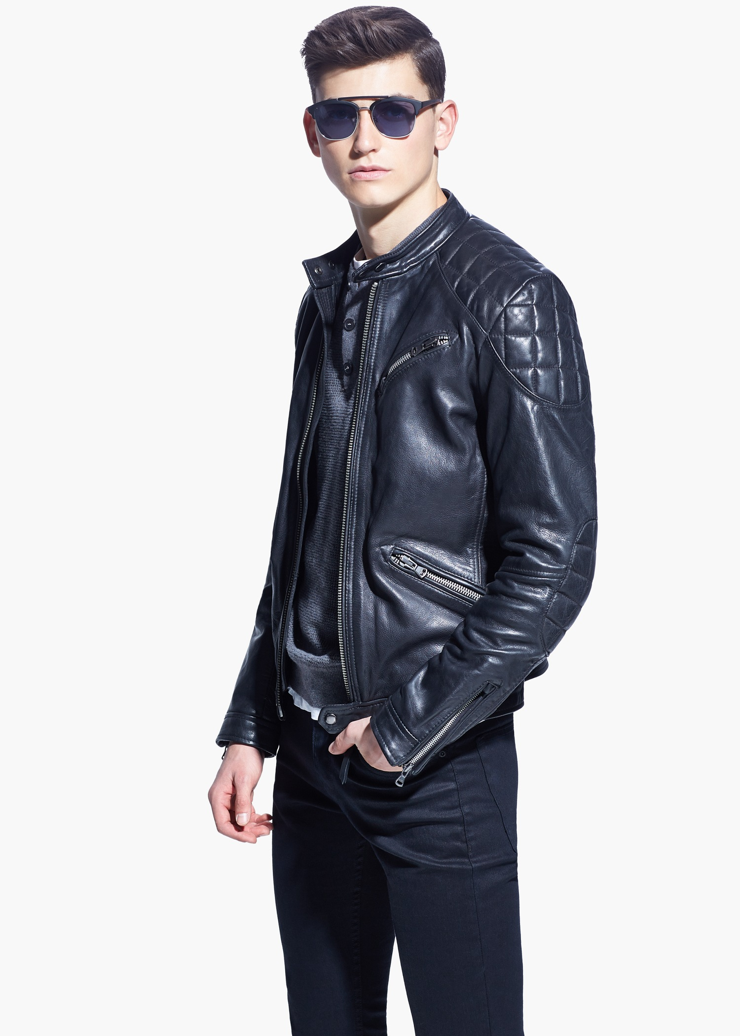 Mens Quilted Leather Biker Jacket Mens Quilted Leather Jacket New Men Motorcycle